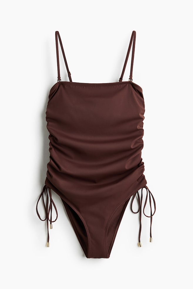 Medium Shape Bandeau swimsuit - Dark brown - 1