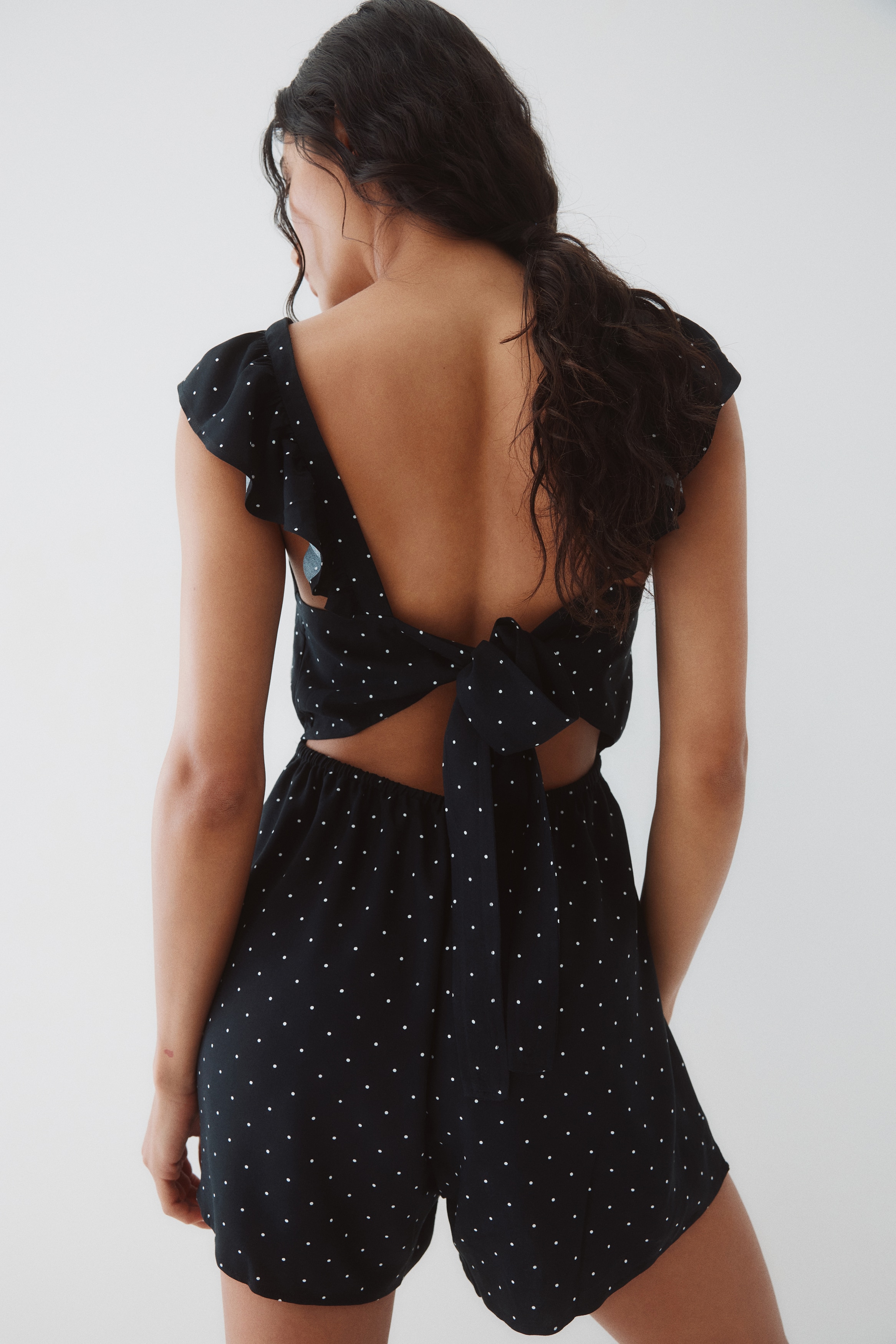 Tie-Back Romper - Light blue/striped - Ladies | H&M US