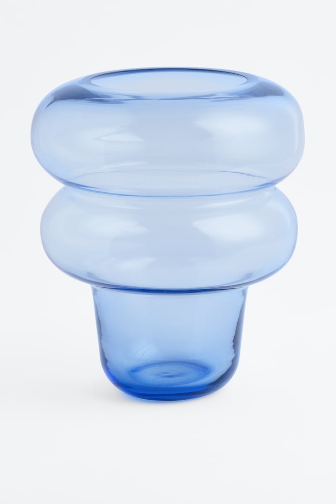 Stor glasvase - Blå/Transparent/Lys gråbeige - 1