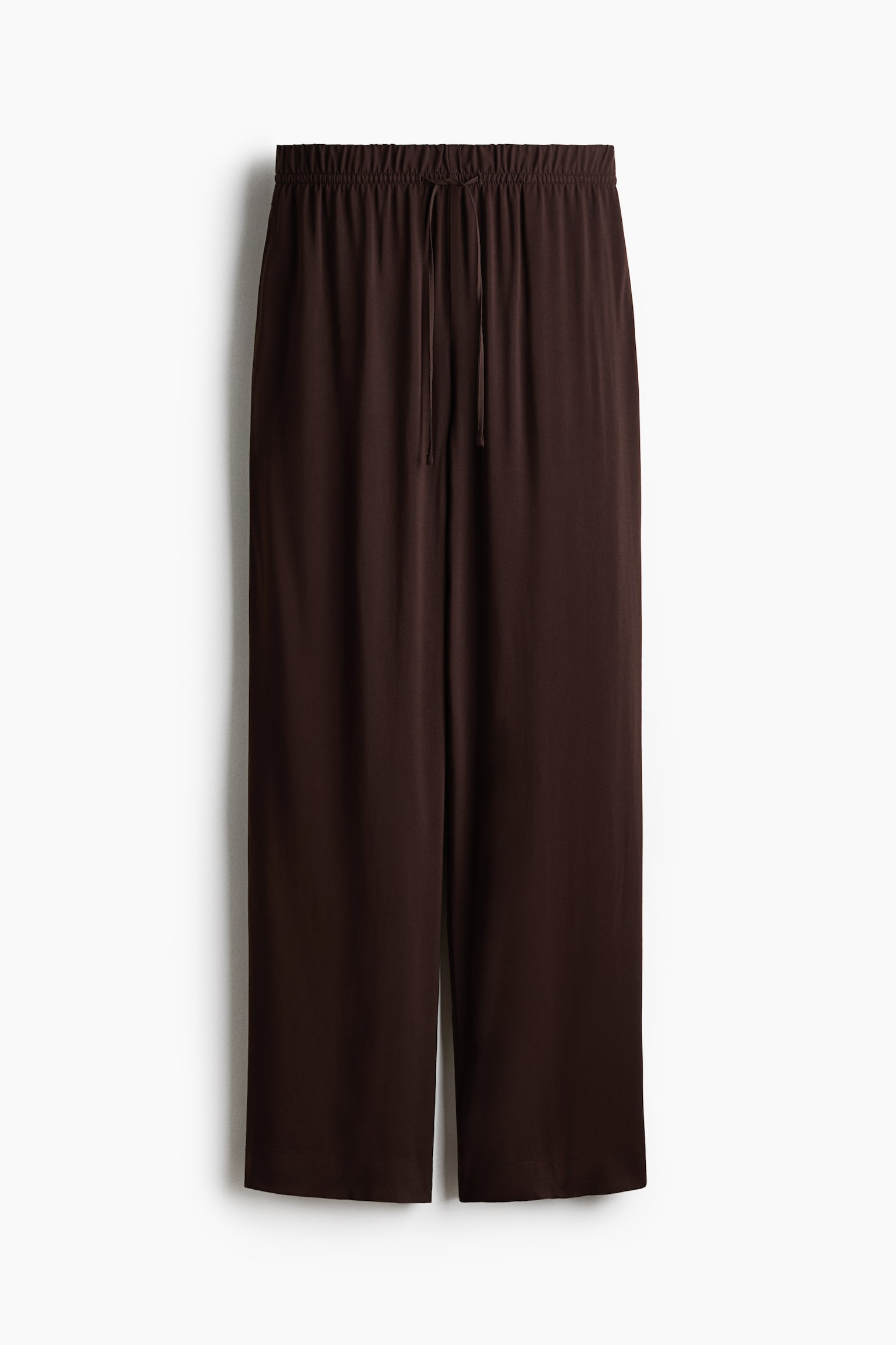 Wide pull-on trousers-Dark brown - 1