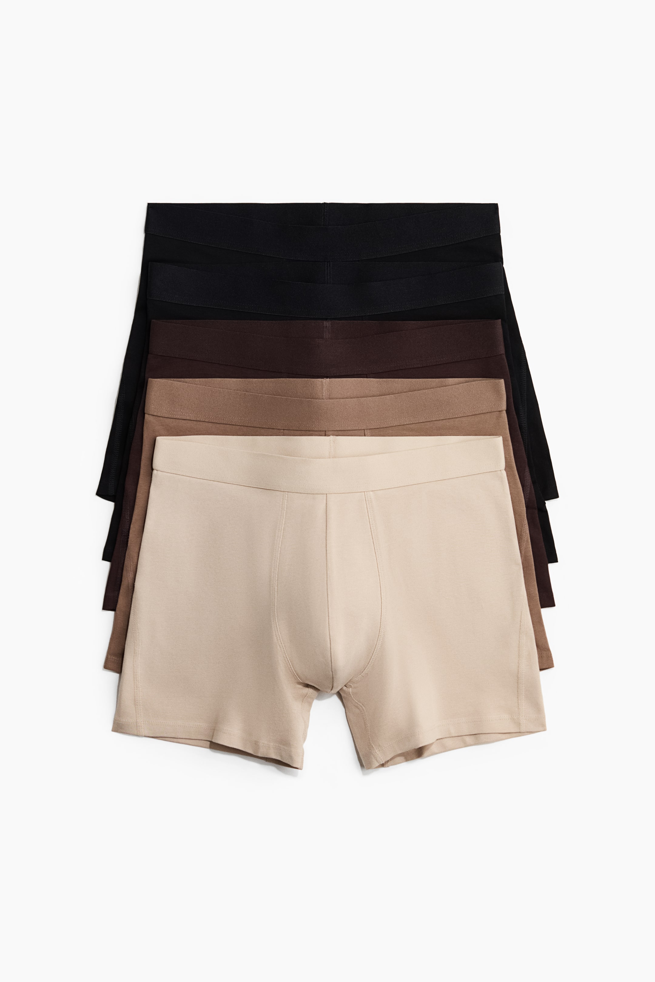 View larger image: 5-pack mid trunks with Lycra® - Beige/Dark brown - Men | H&M SG 1