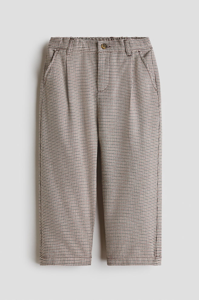 Cotton Jersey Chinos - Light beige/houndstooth - 1
