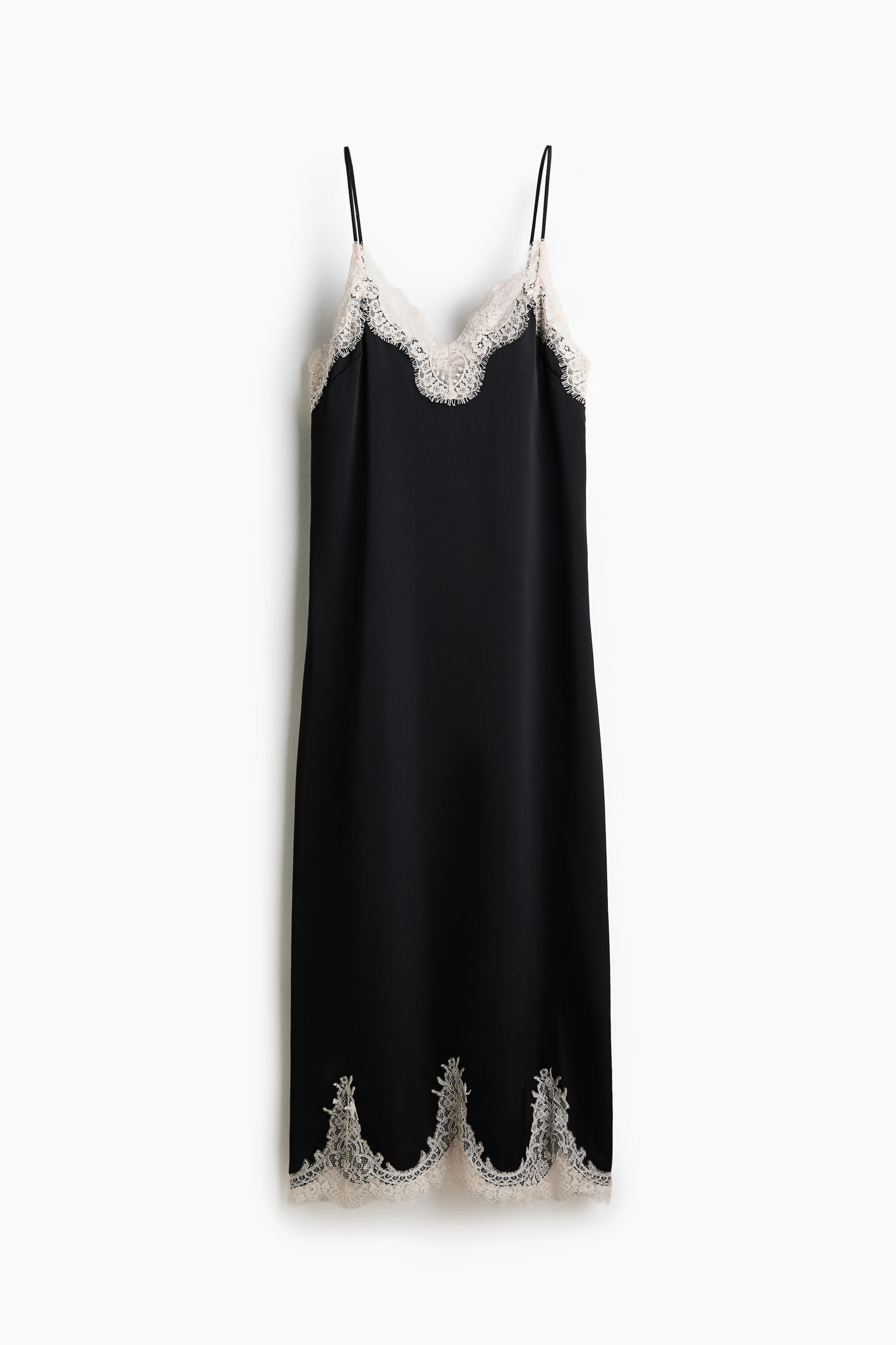 View larger image: Lace-trimmed slip dress - Black - Ladies | H&M GB 1