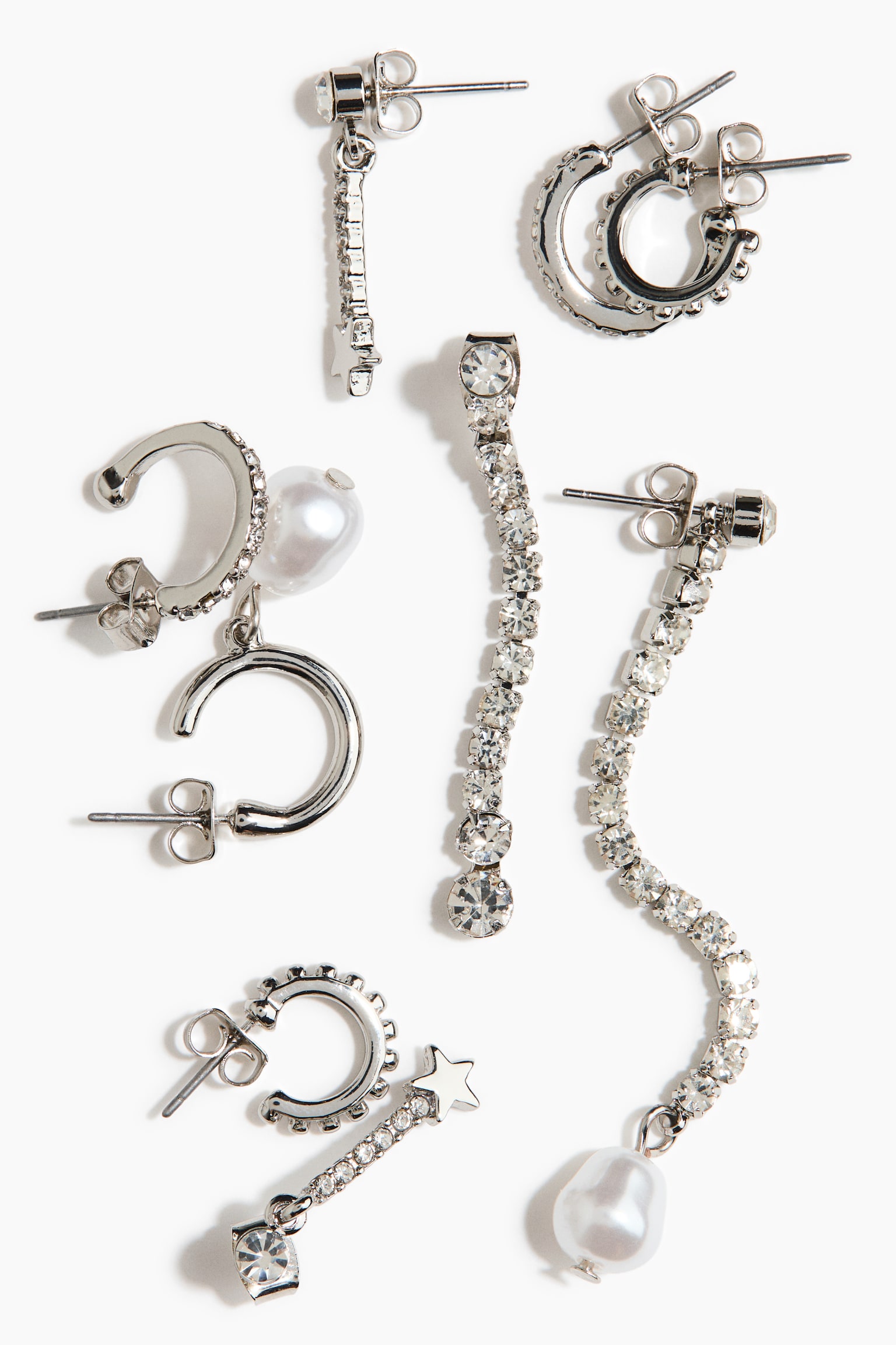 6 pairs earrings - Silver-coloured - 2