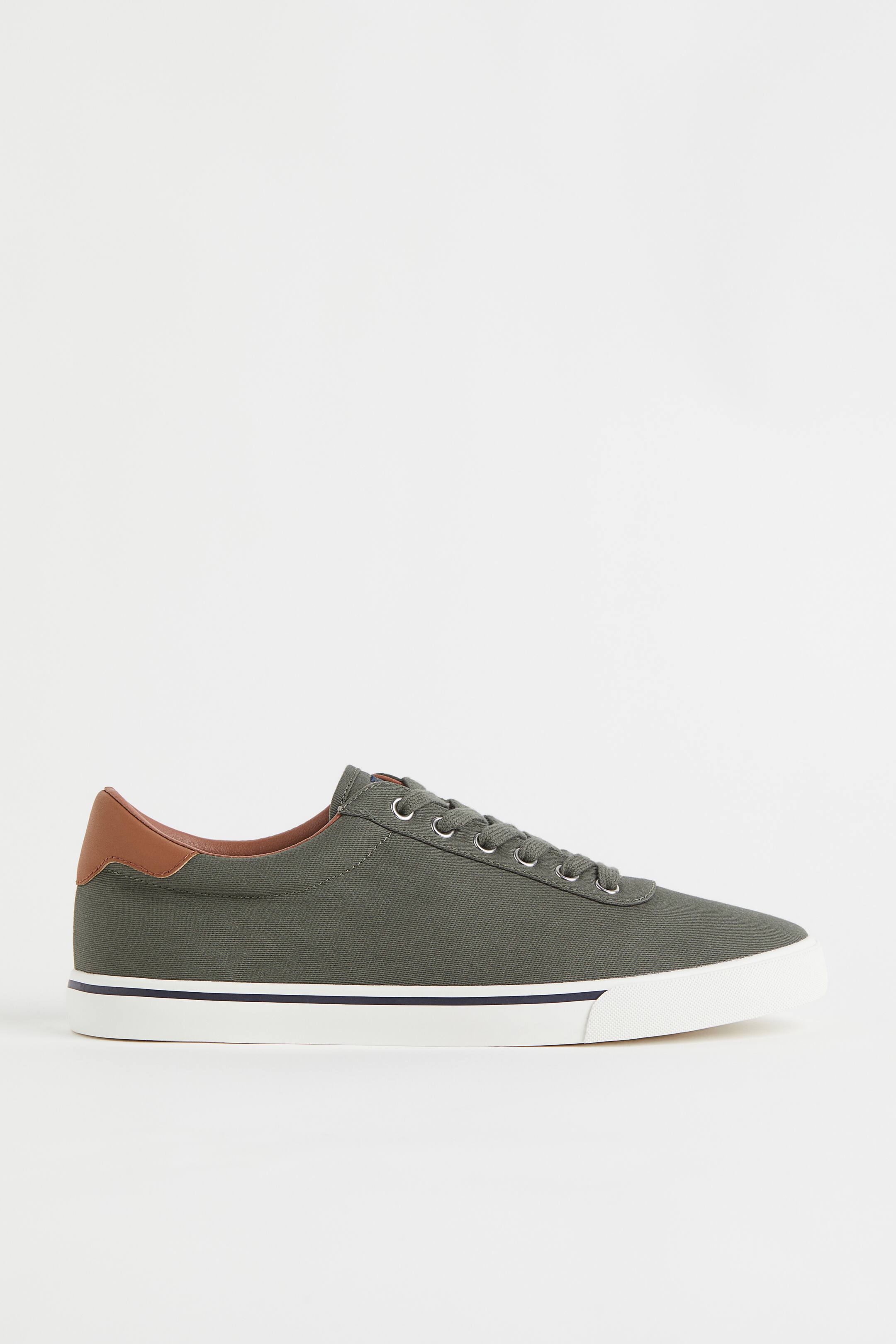 View larger image: Cotton canvas trainers - Dark green - Men | H&M 1