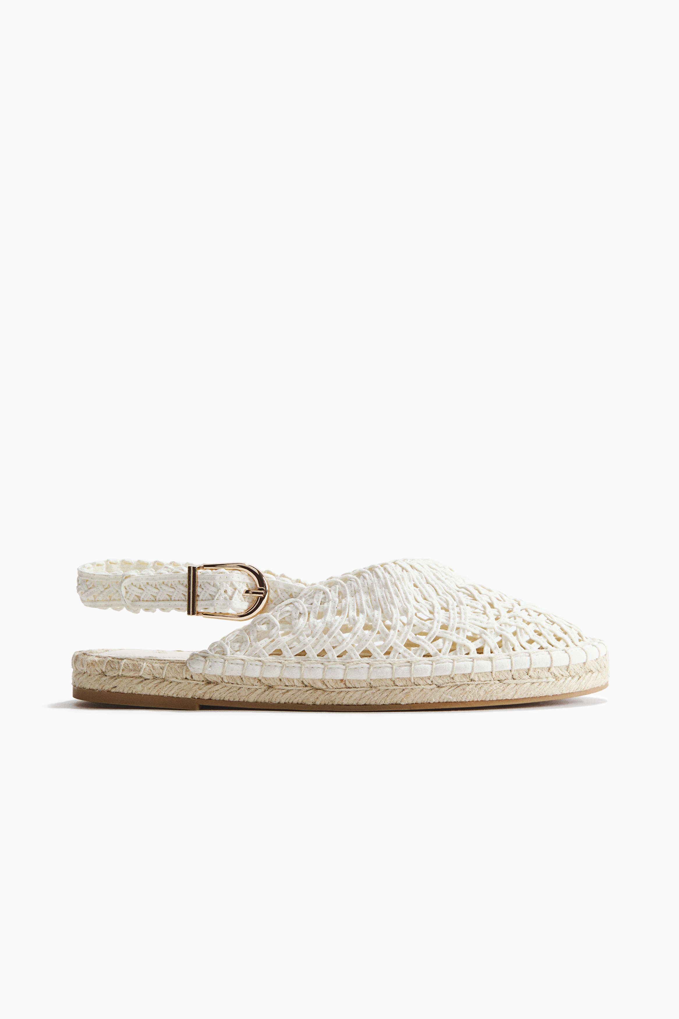 Opengewerkte espadrilles - Wit/Zwart