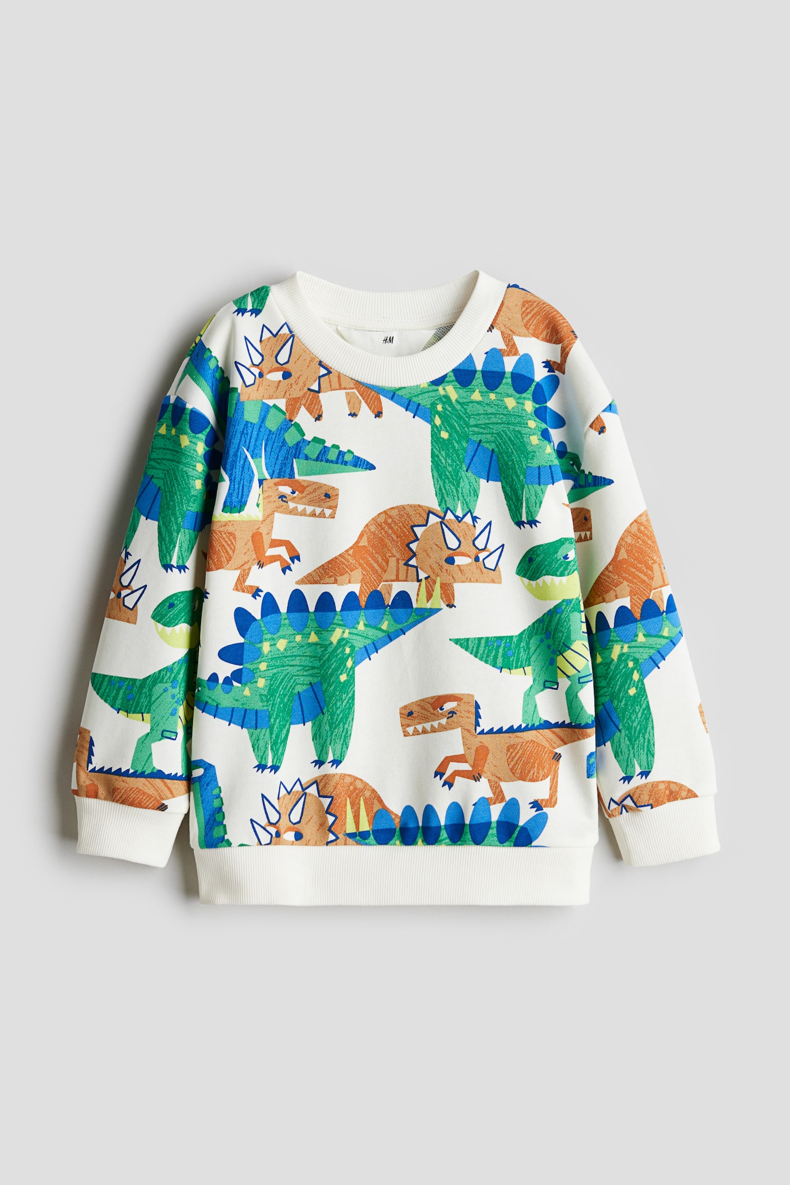 Crew-neck sweatshirt - White/Dinosaurs - 1