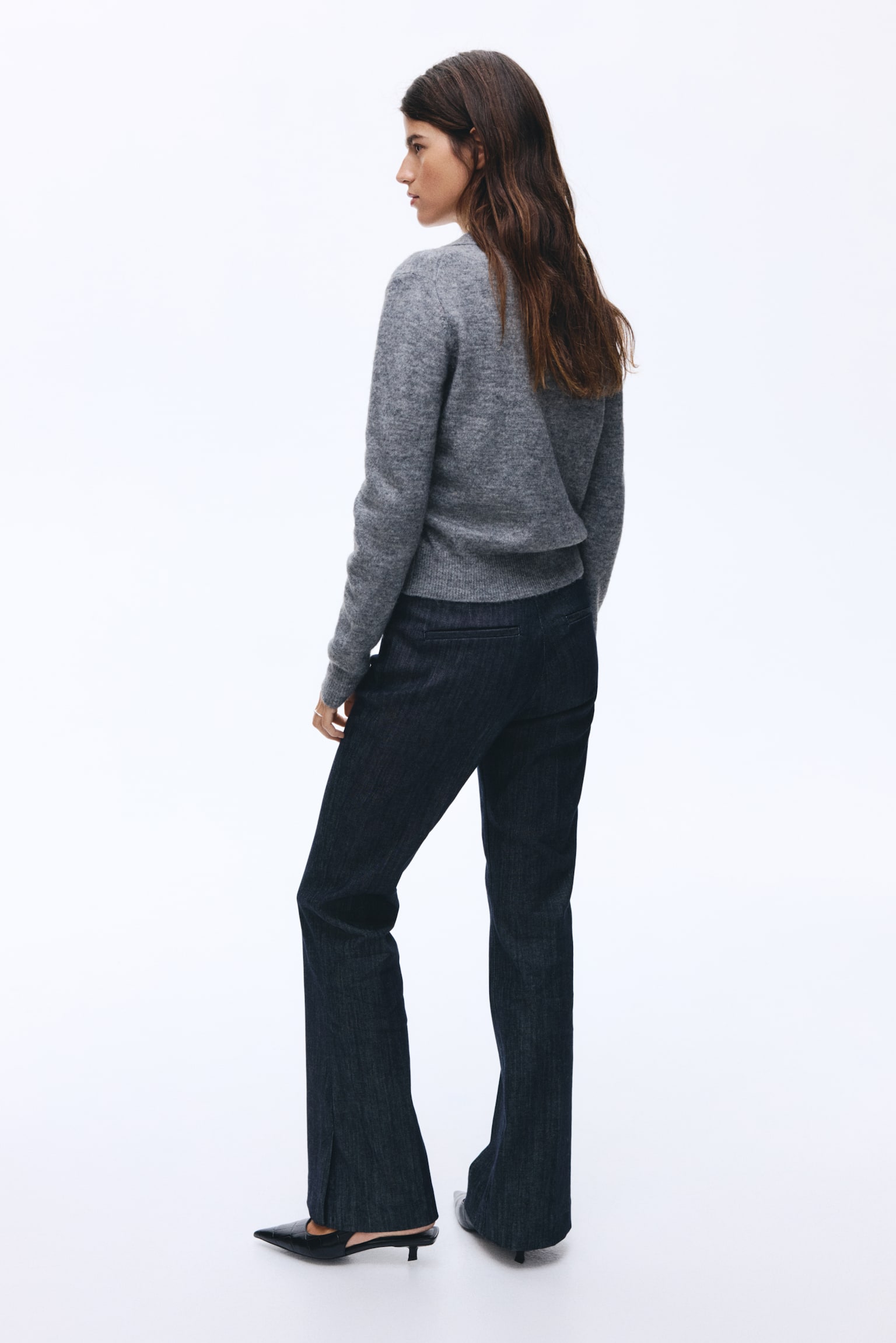 Женские джинсы H&M High Flared, цвет: Тёмный джинсовый синий — фото 5