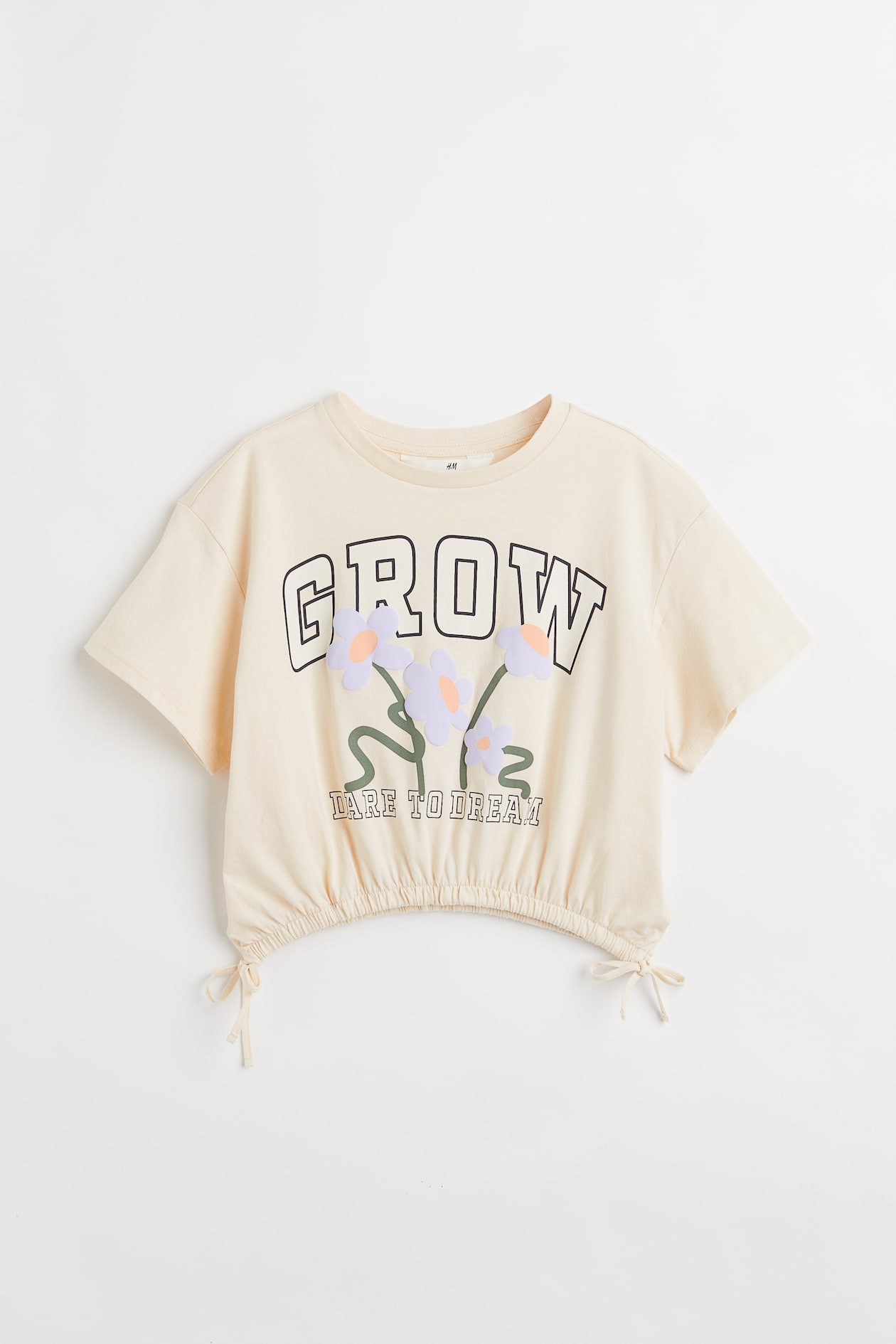 Drawstring T-shirt - Light yellow/Grow - Kids | H&M US