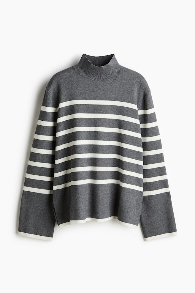 Pullover mit Turtleneck - Graumeliert/Gestreift/Weiß/Beige gestreift/Cremefarben/Gestreift - 1