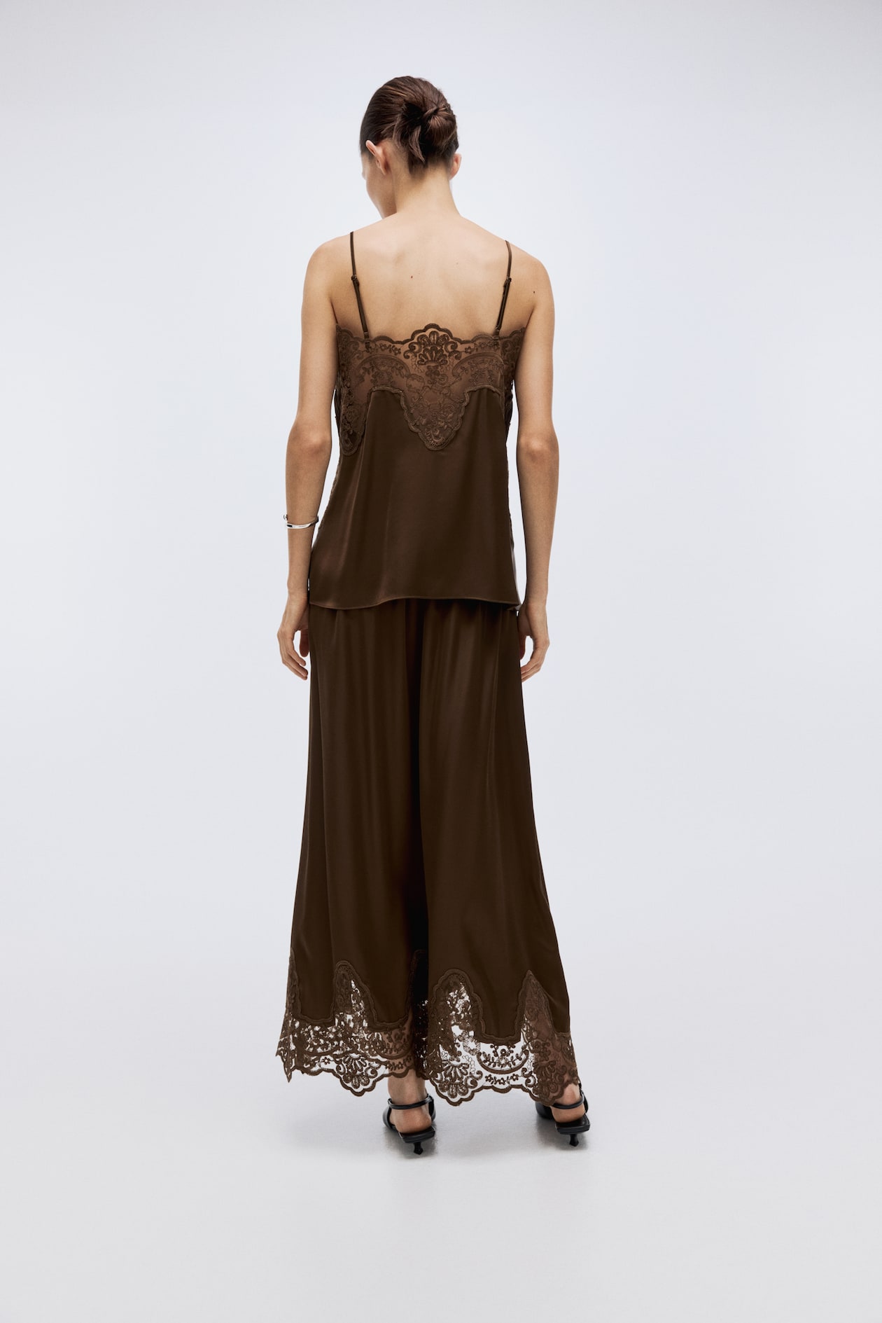 Lace-Trimmed Satin Skirt - image 3