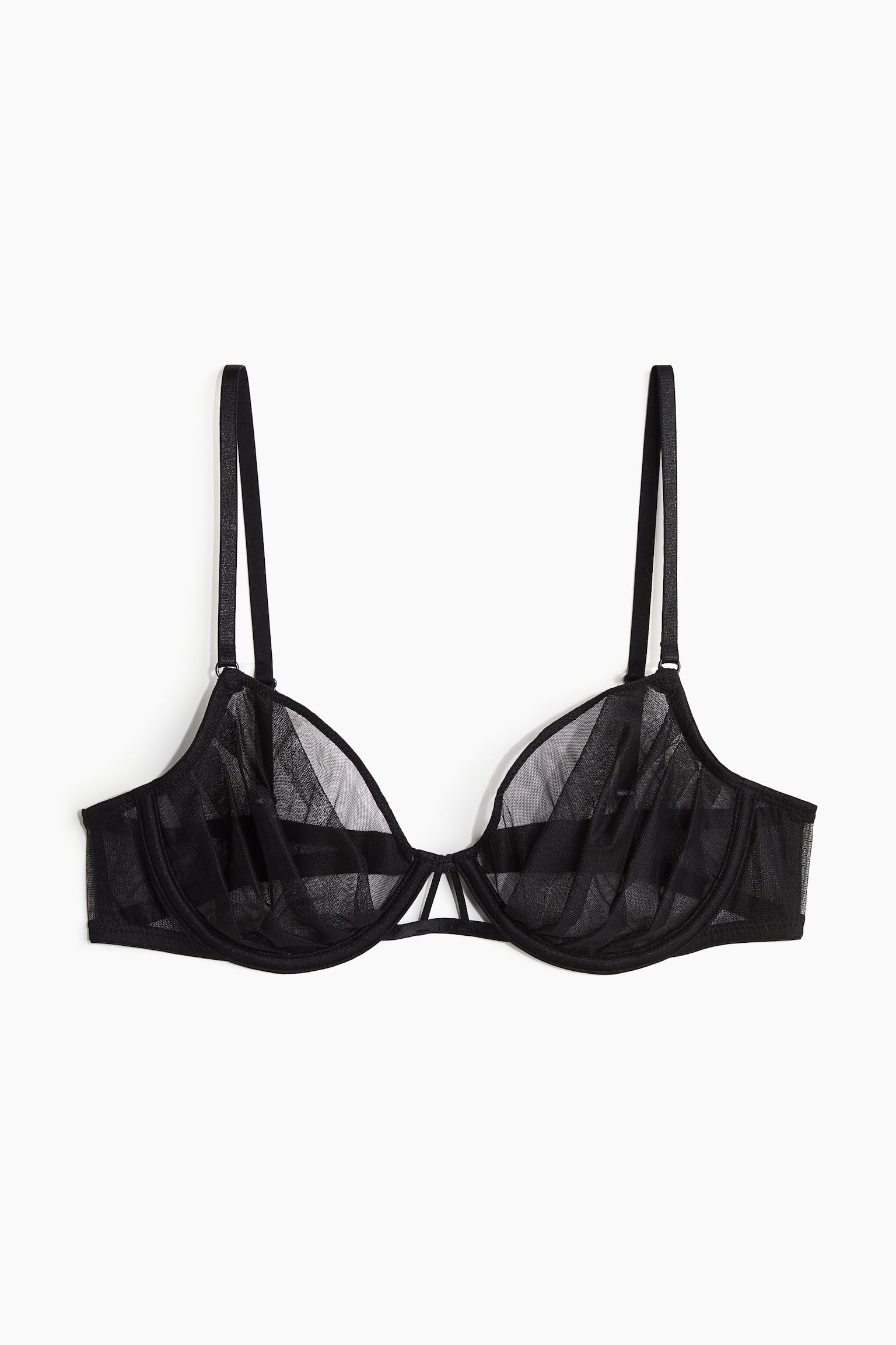 Non Padded Underwire Mesh Bra - Black - 1