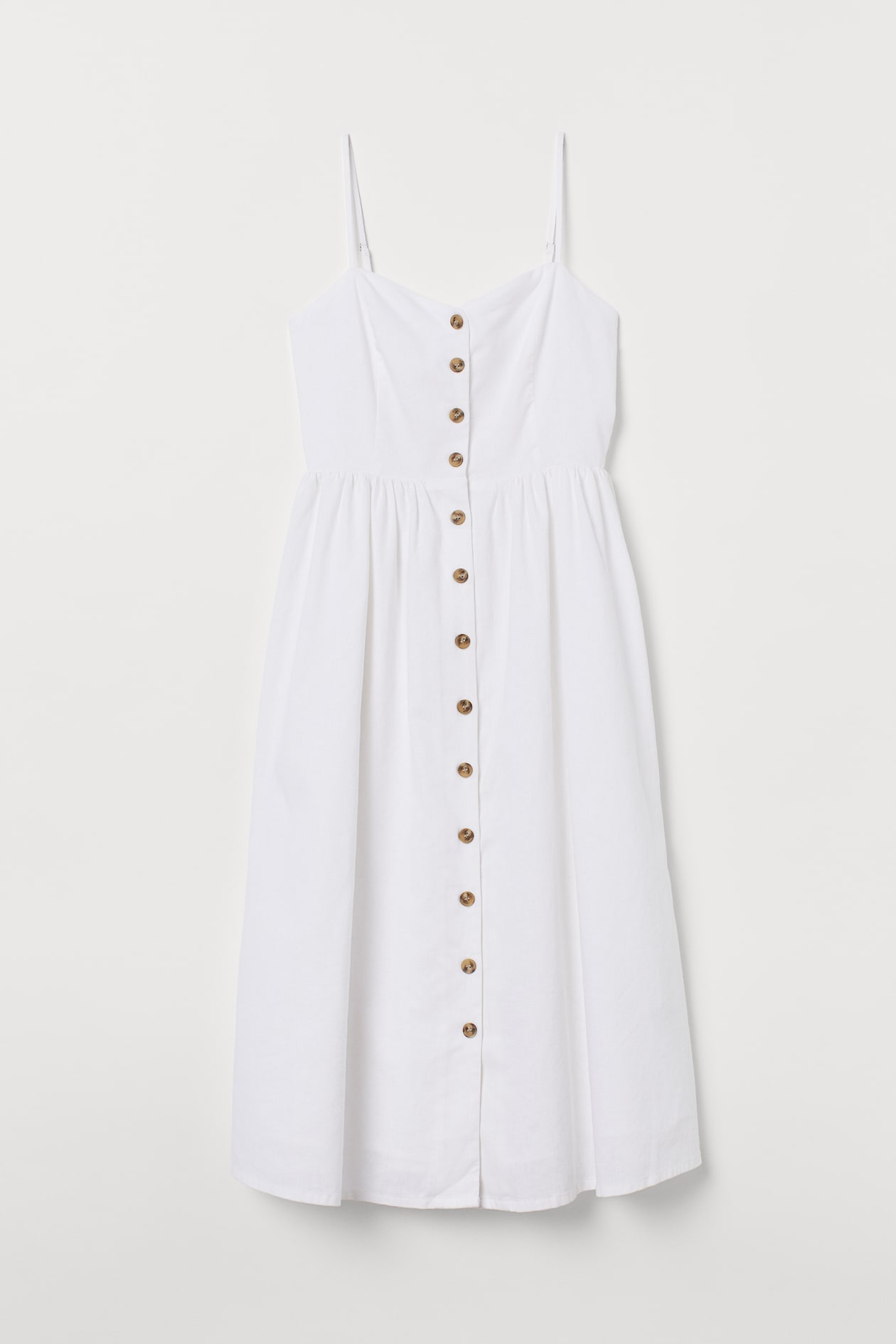 Linen-blend Dress - Sweetheart Neckline - Sleeveless - White - Ladies ...