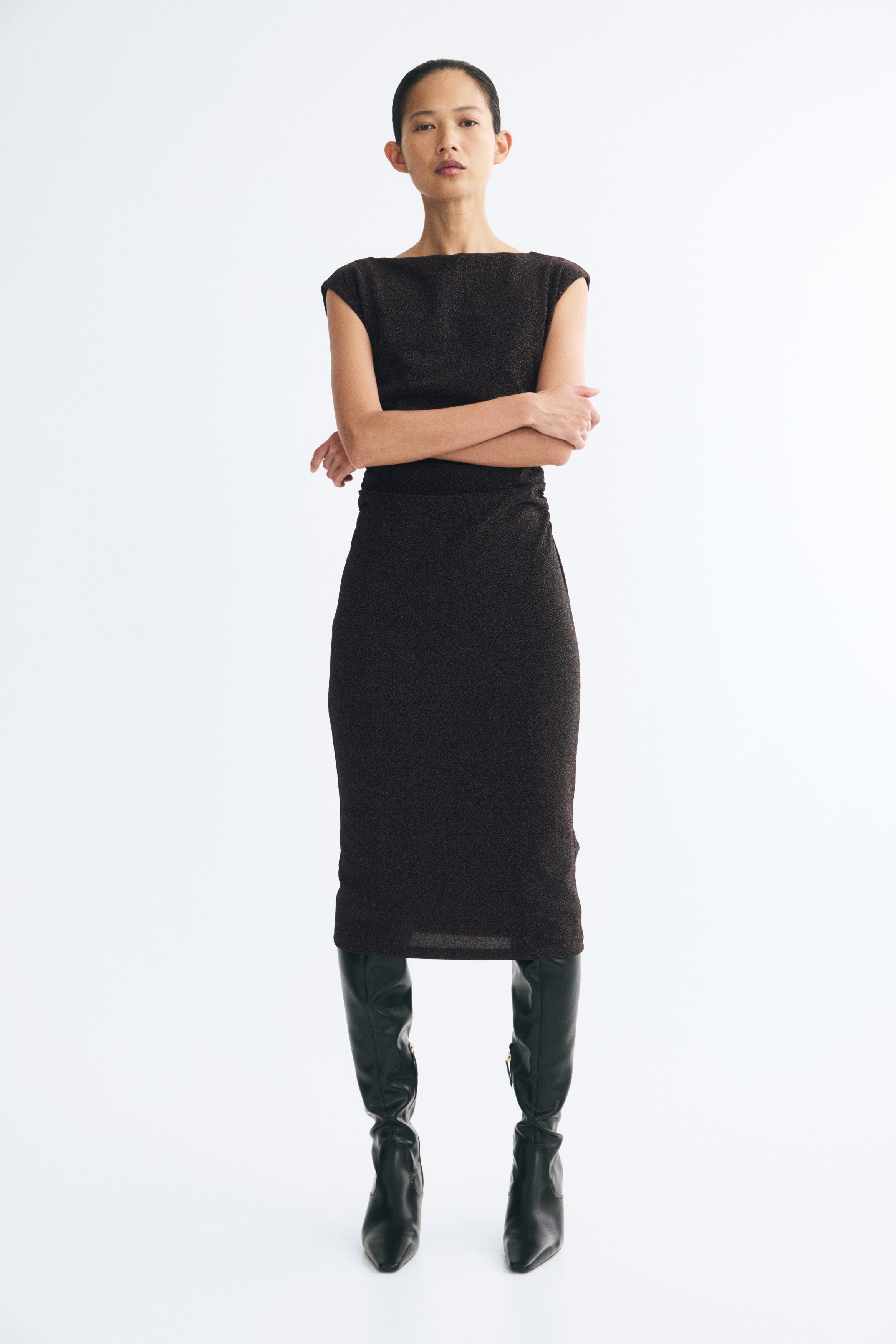 Glittery Boat-Neck Dress thumbnail 3