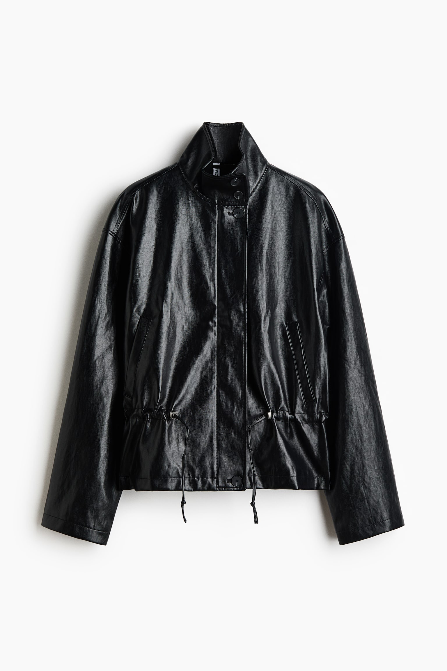 Женская куртка H&M Coated Drawstring, цвет: Чёрный — фото 1