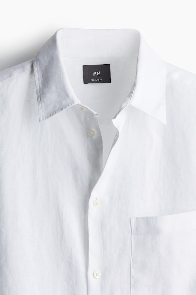 Regular Fit Linen shirt - White/Light beige/Light blue/Light blue/White striped - 3