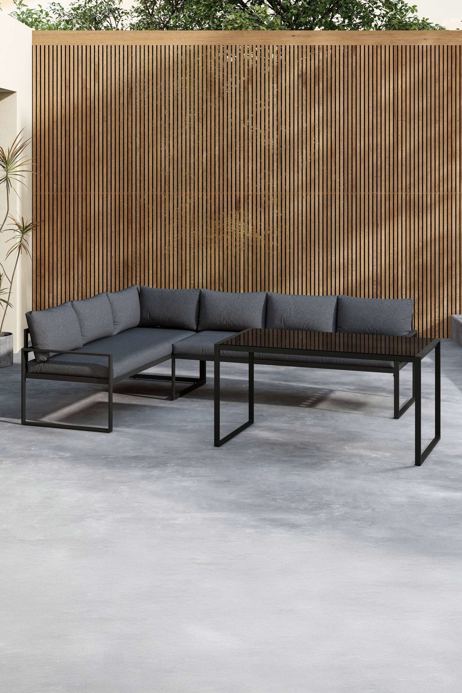 Zingaro Corner Sofa Set - Acero, Negro