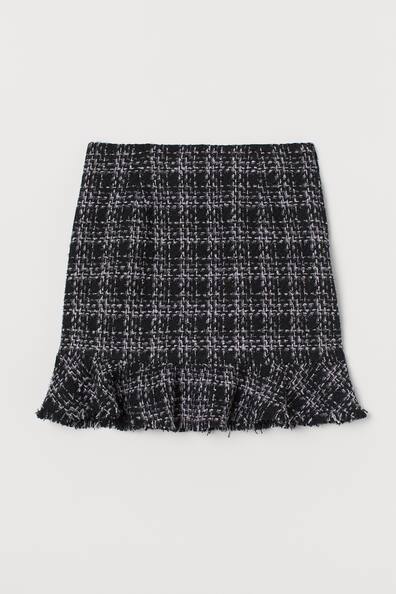 Peplum skirt - Short - Black/Checked - Ladies | H&M GB