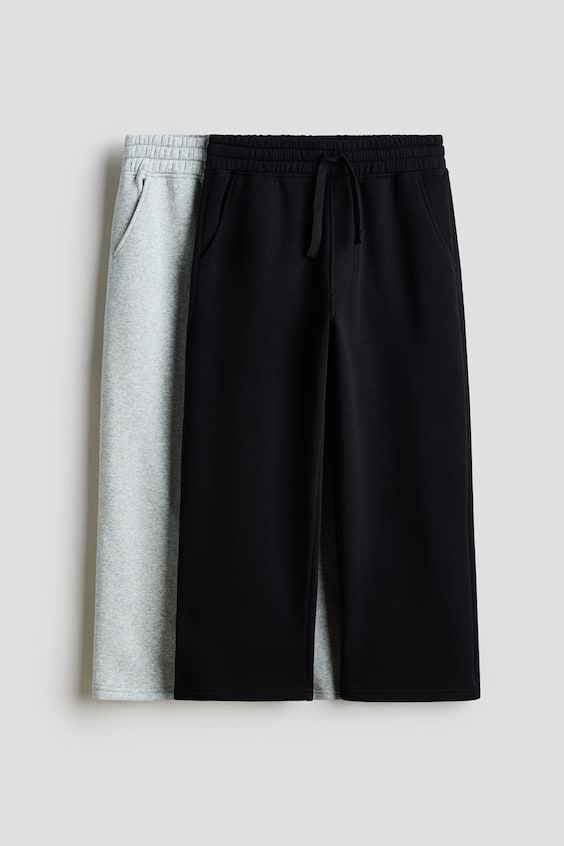 Детские брюки H&M 2-Pack Wide-Leg Brushed-Inside Joggers