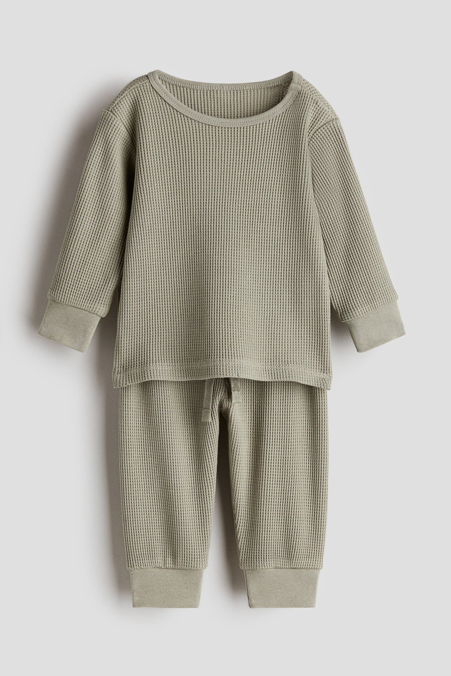 Waffled cotton set - Khakigrön/Beige/Mörkgrå - 1