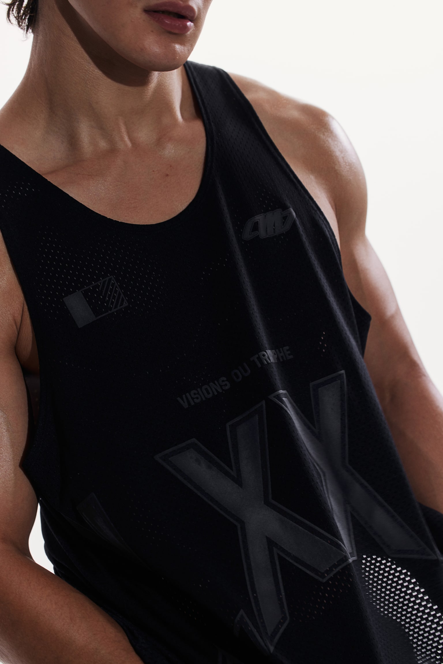 Oversized Fit Printed sports vest top in DryMove™ - Black - 6