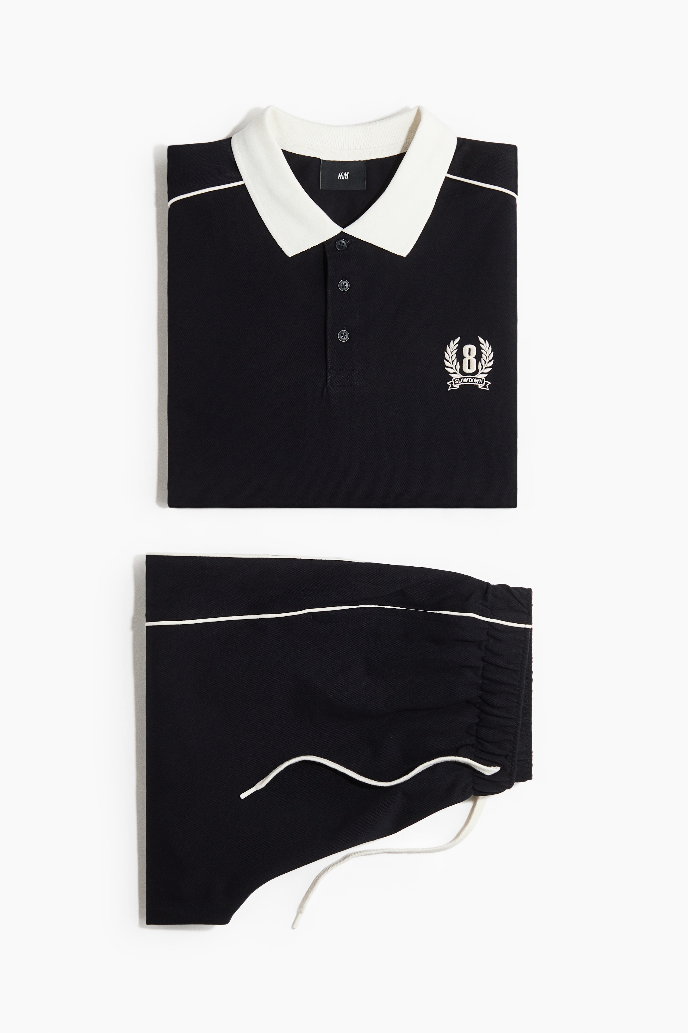 2-Piece Cotton Piqué Set - Navy blue/Slow Down