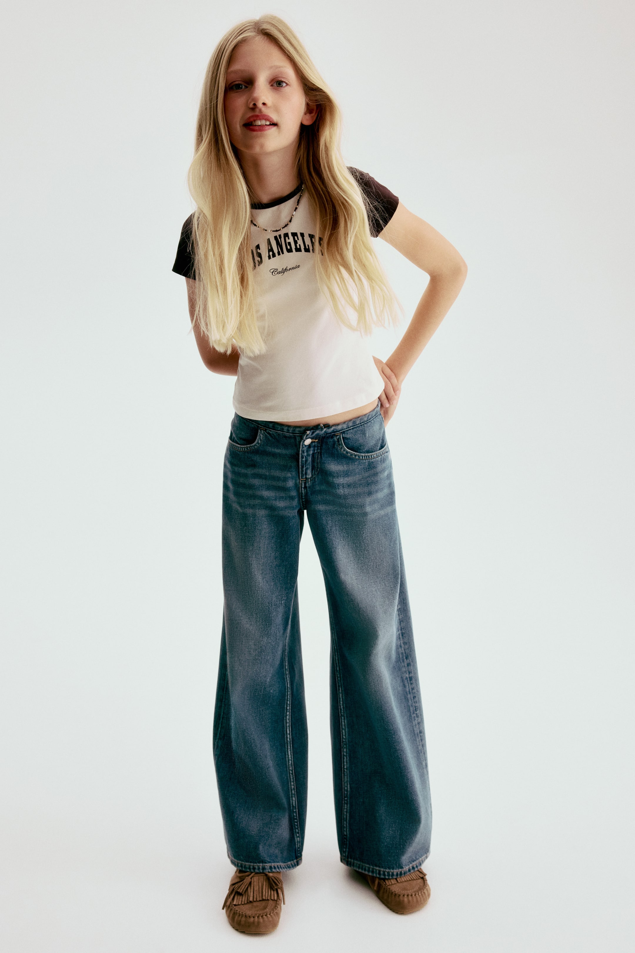 View larger image: Super Wide Leg Low Jeans - Dark denim blue - Kids | H&M 1