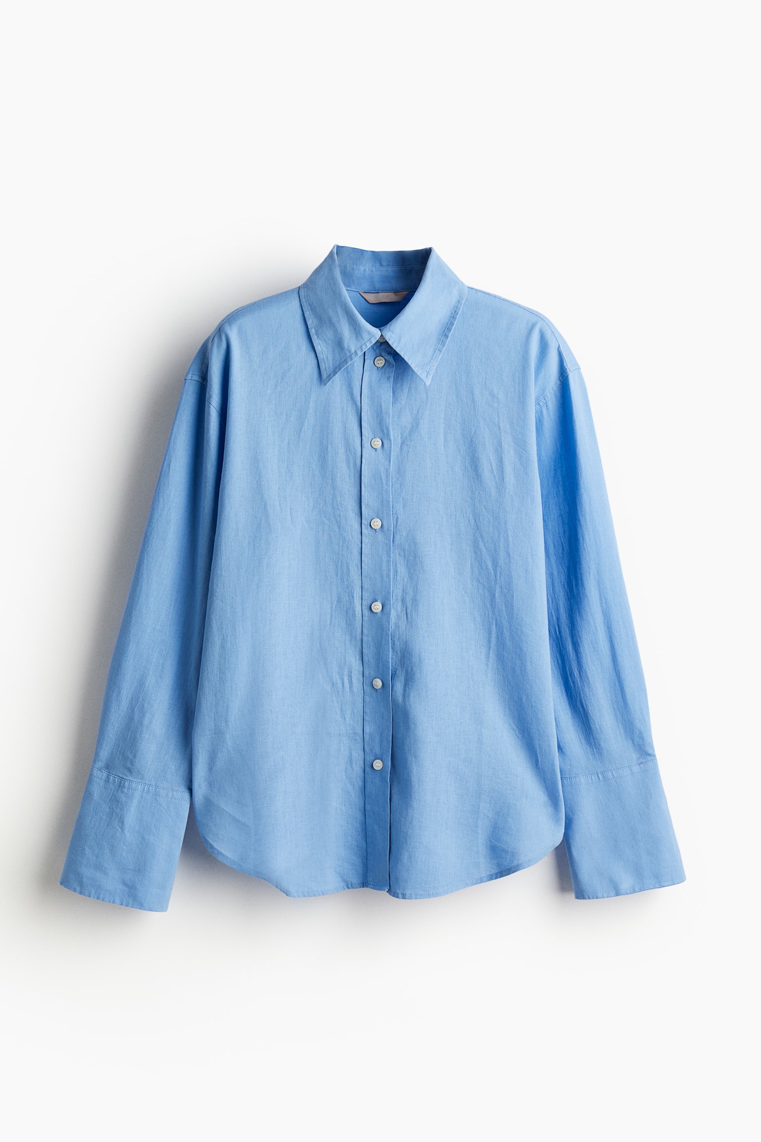 Oversized linen-blend shirt - Blue/White/Blue striped - 2