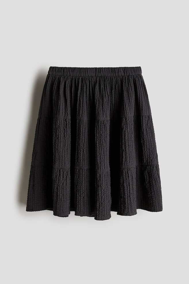 Tiered Seersucker Skirt - Dark gray - 1