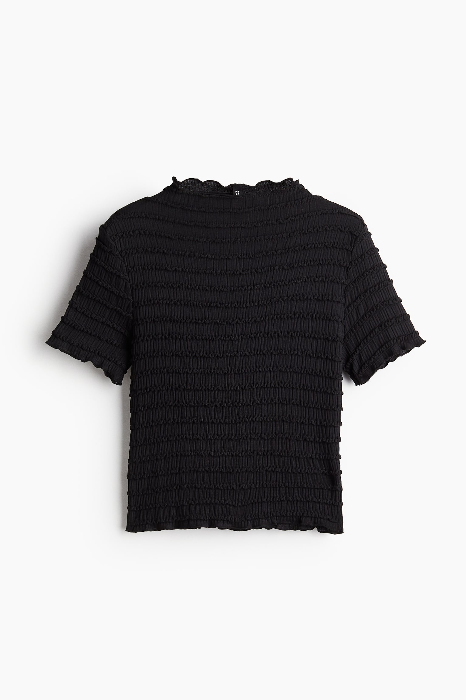 Overlock-detail smocked top - Black/White - 2