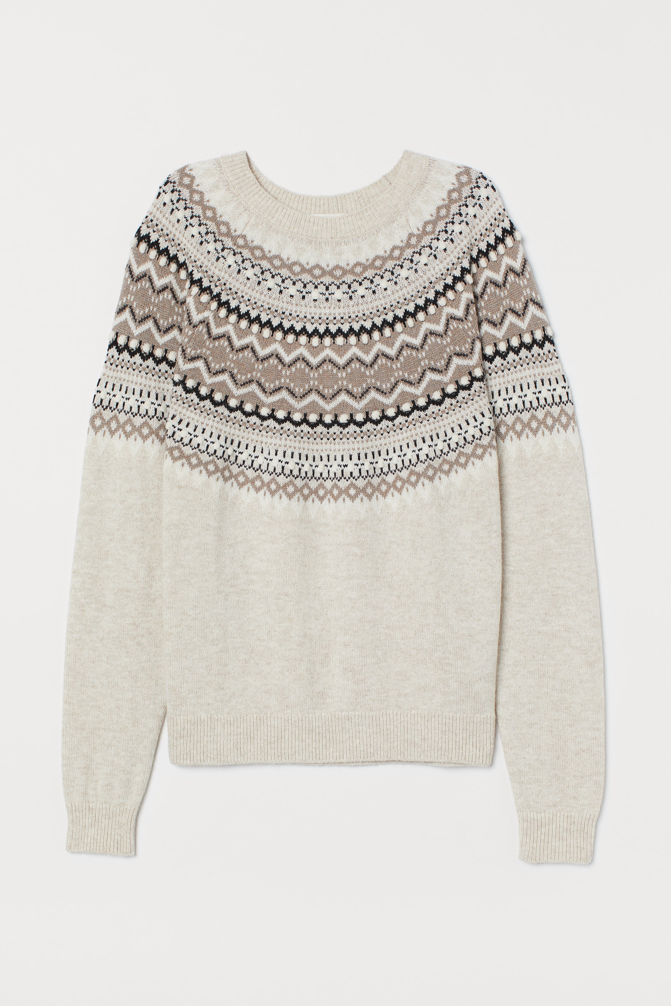 Alpaca-blend jumper - Round neck - Long sleeve - Light beige - Ladies ...