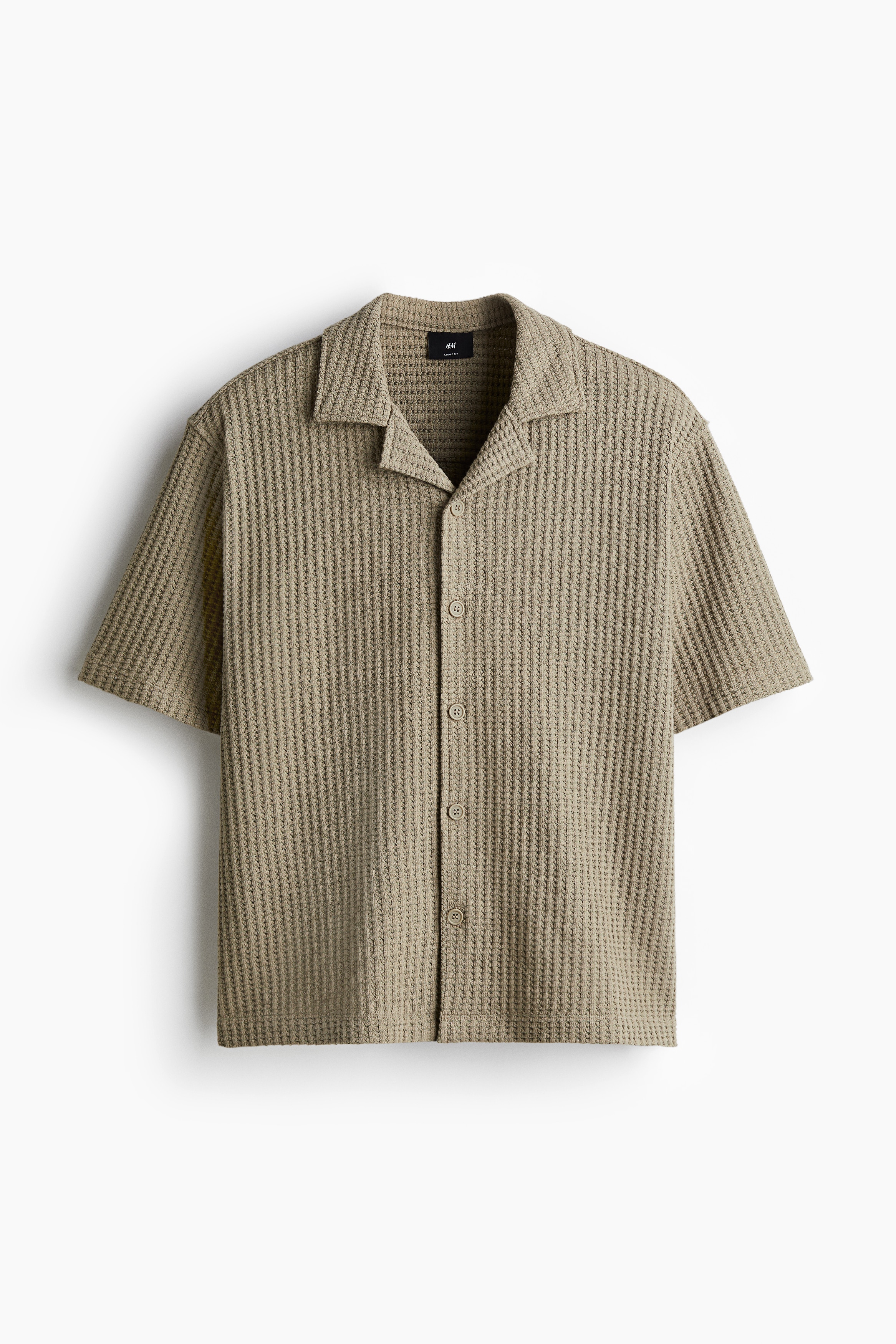 Camicia bowling a nido d'ape Loose Fit - Verde kaki/Bianco