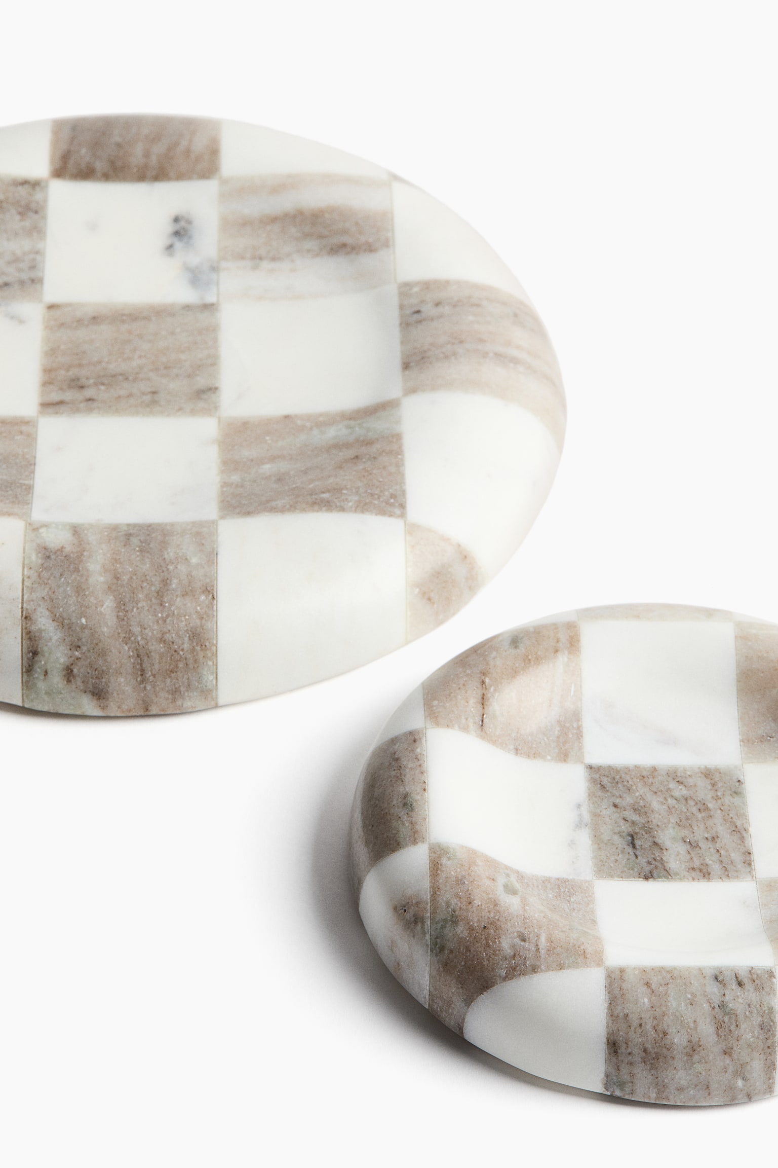 Bandeja mediana de mármol - Beige/Cuadros blancos/Beige/Cuadros negros - 3