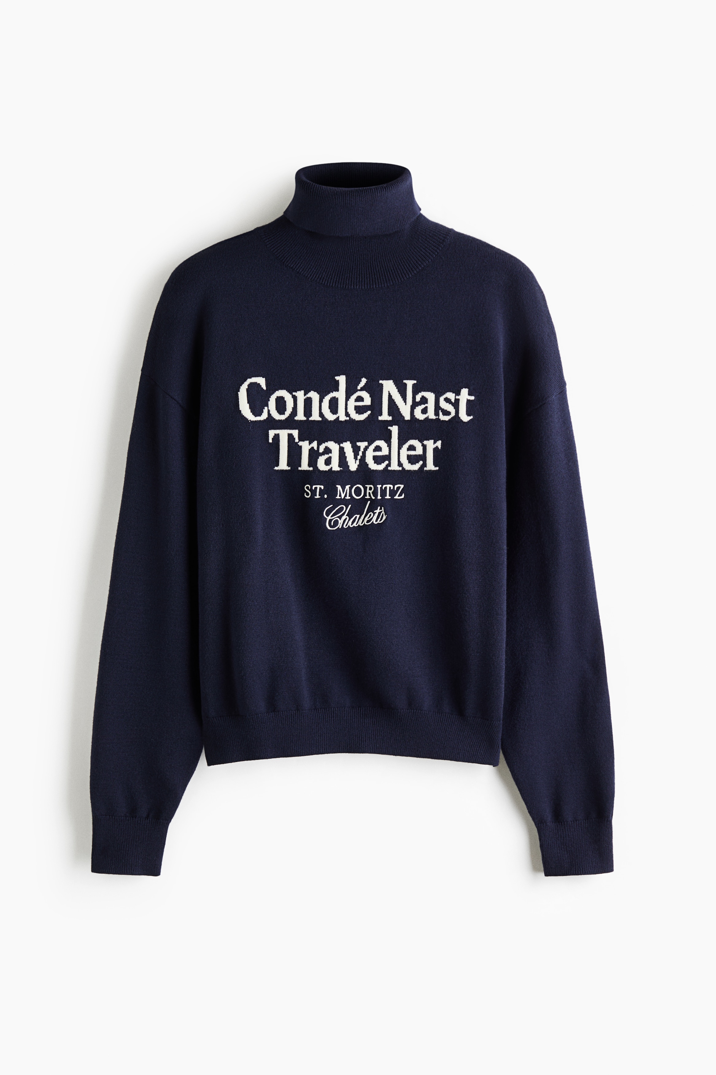 Motif-detail roll-neck jumper