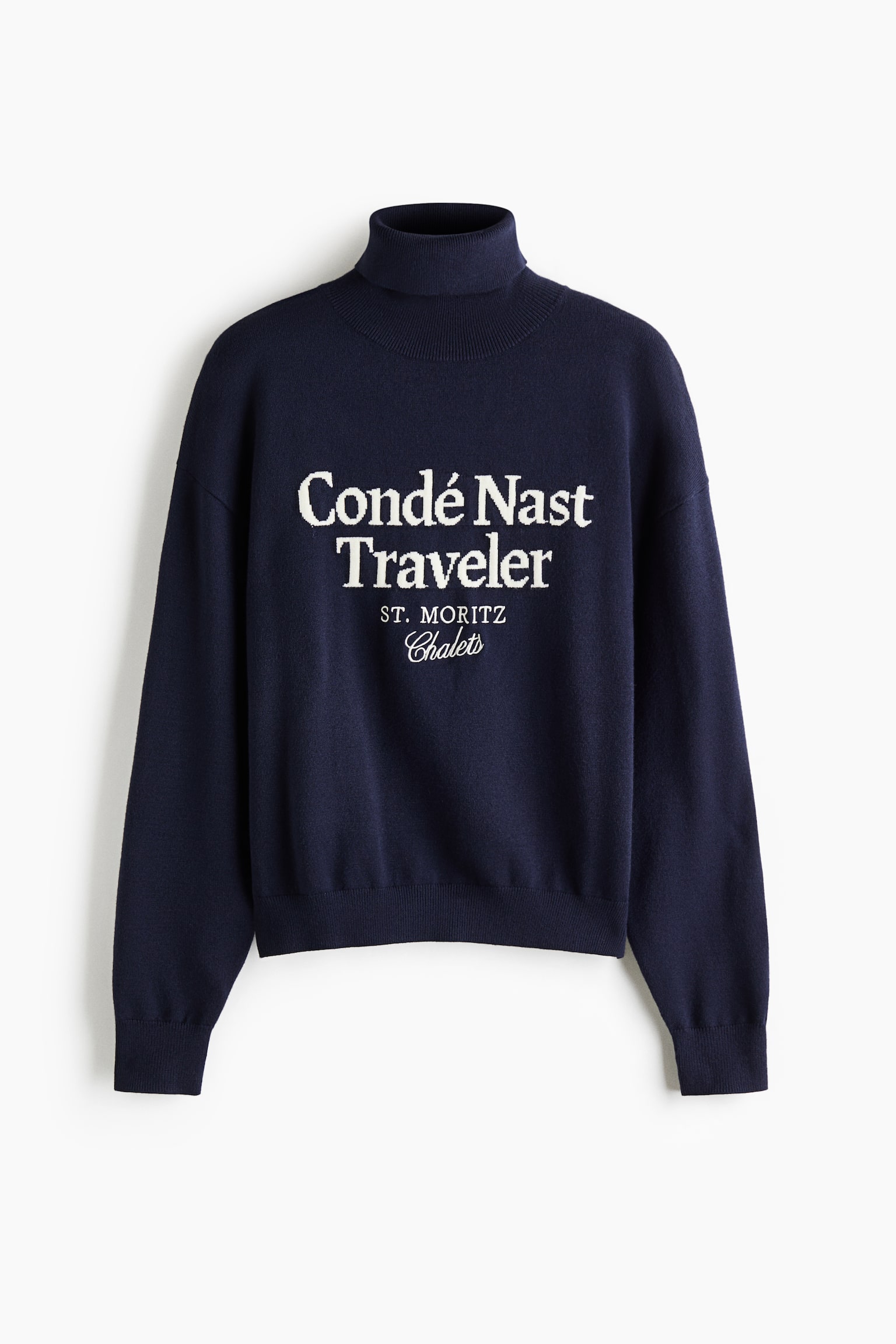 Женский свитер H&M Motif-Detail Turtleneck, цвет: Тёмно-синий — фото 1