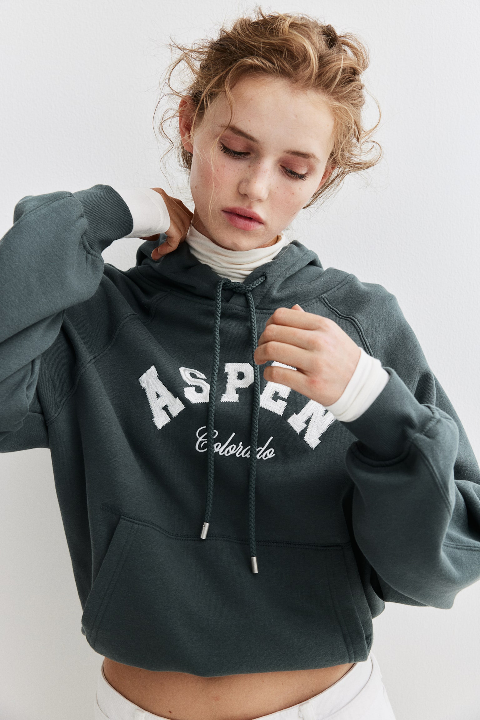 Text-motif hoodie - Dark green/Aspen - 1