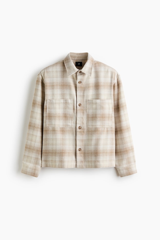 Overshirt aus Twill - Hellbeige/Kariert/Dunkelblau/Kariert - 1