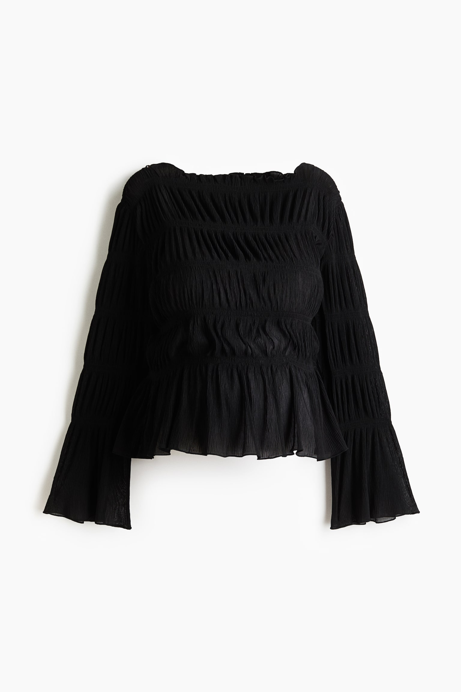 MAMA Smocked boat-neck top - Black/White