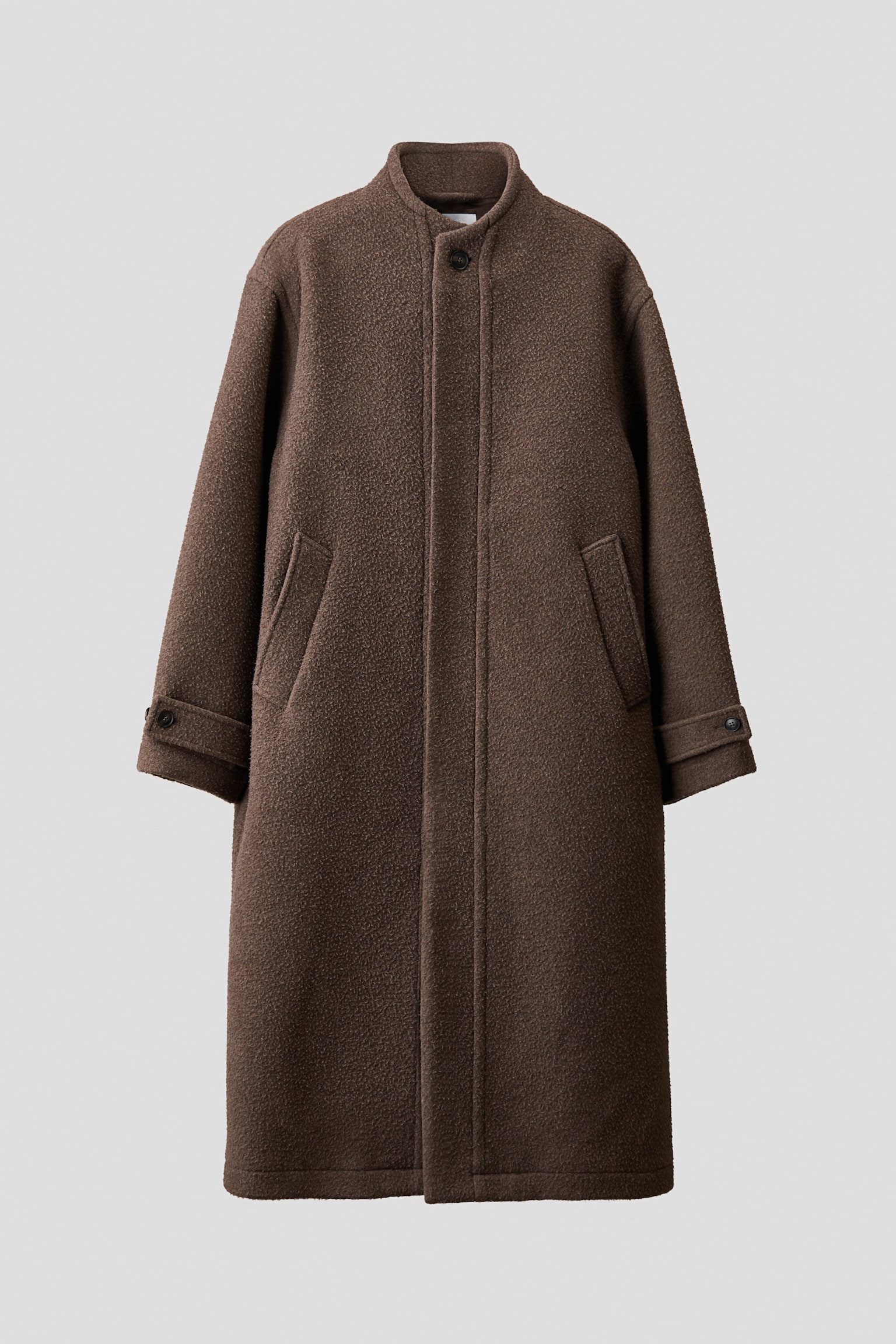 Мужское пальто H&M Long Wool-Blend, цвет: Тёмный бежевый — фото 1