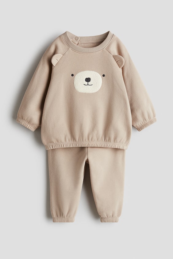 Детские джинсы H&M 2-Piece Teddy-Detail Sweatshirt and Joggers Set