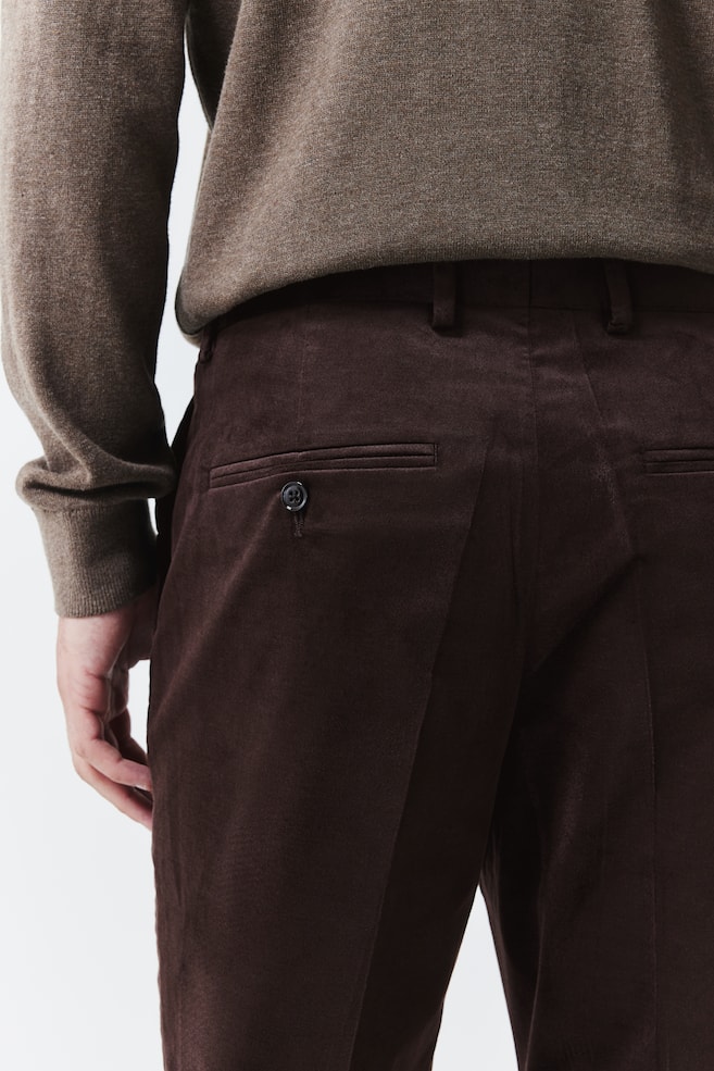 Pantaloni da completo in velluto Slim Fit - Marrone scuro/Blu navy - 5