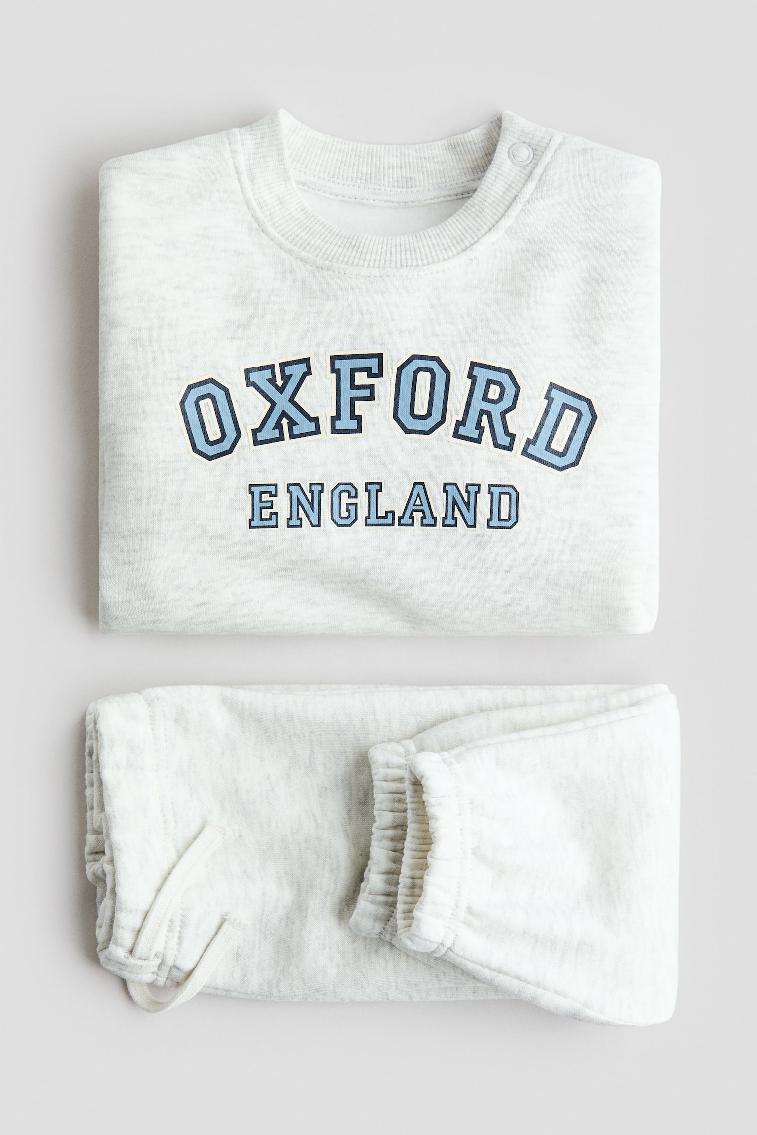2 Parçalı Baskılı Sweatshirt Set - Açık gri/Oxford - 2