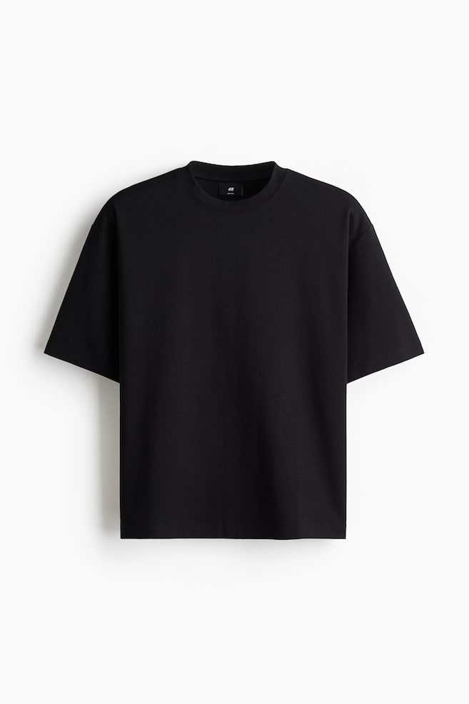 Relaxed Fit Boxy cotton T-shirt - Black/Cream/Dark brown - 1