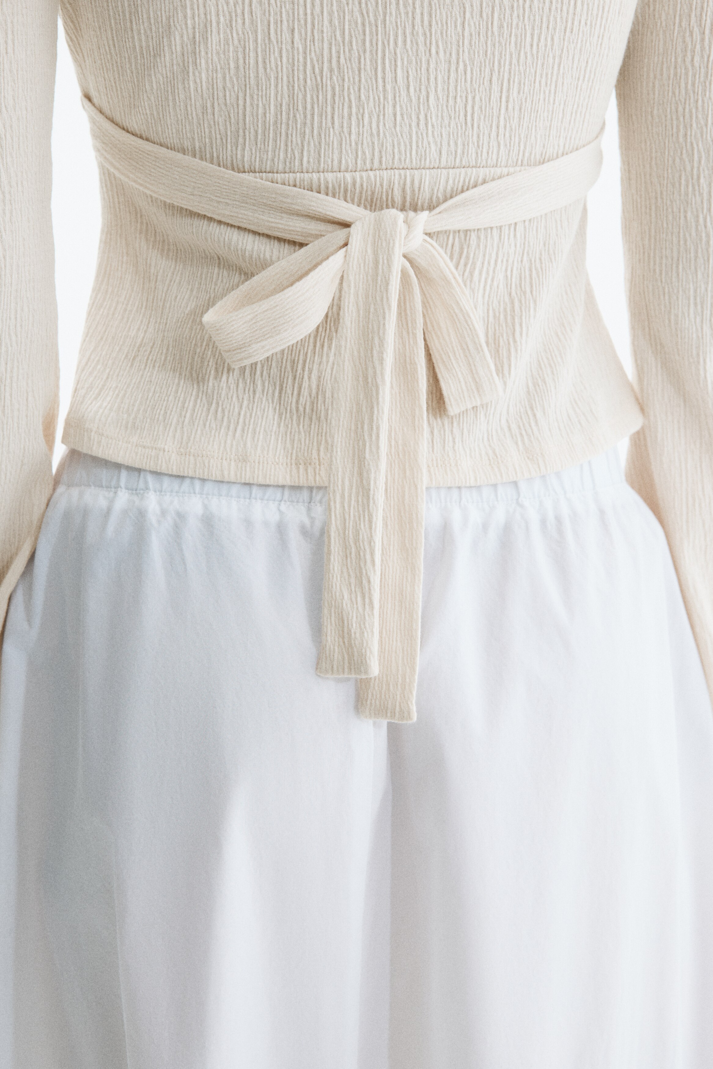 Textured-knit tie-detail top