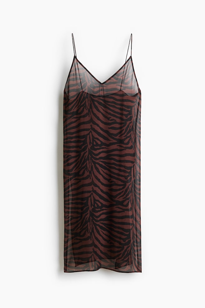 Sheer Slip Dress - Dark brown/zebra print - 1
