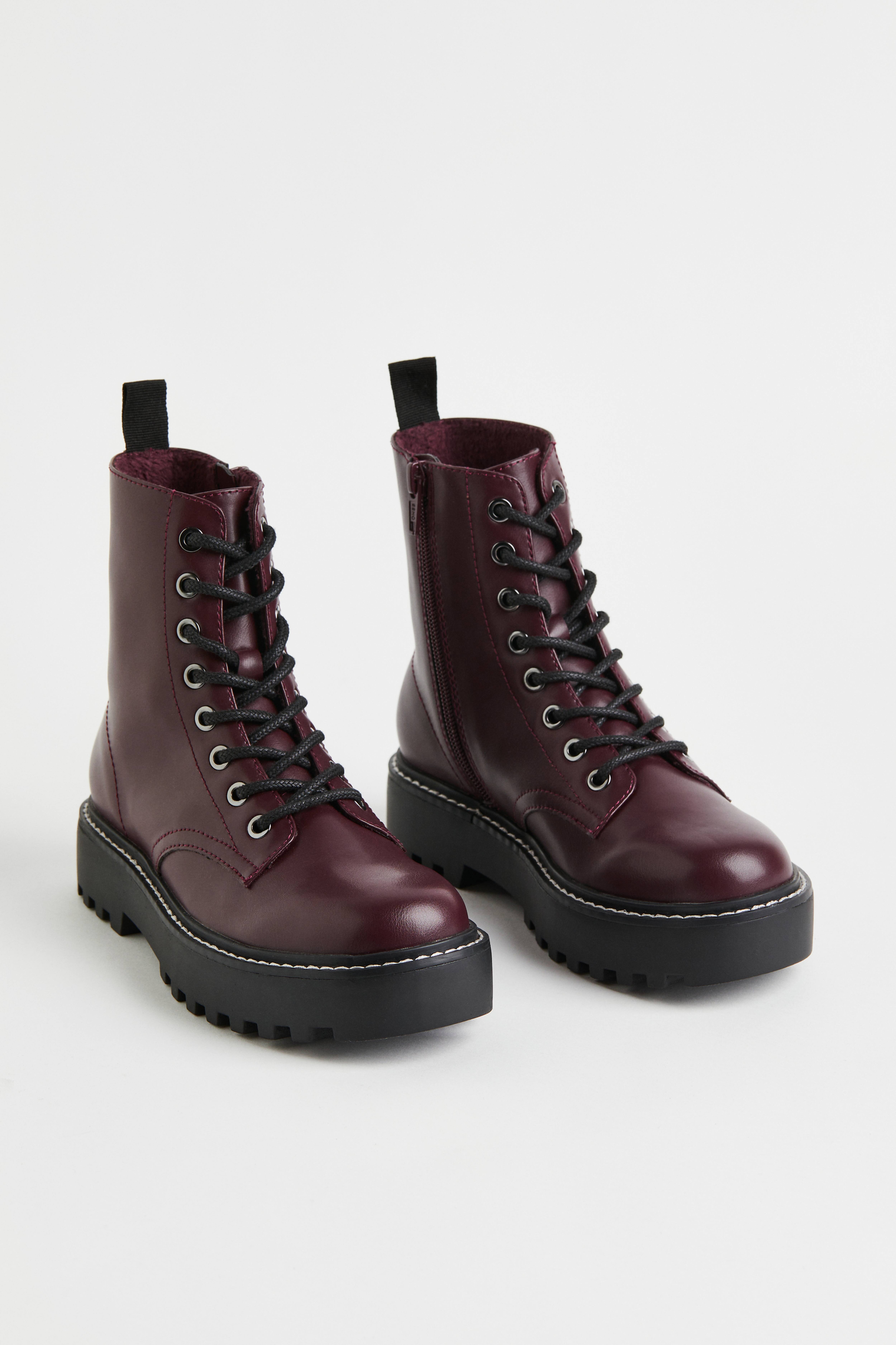 H&m burgundy boots best sale