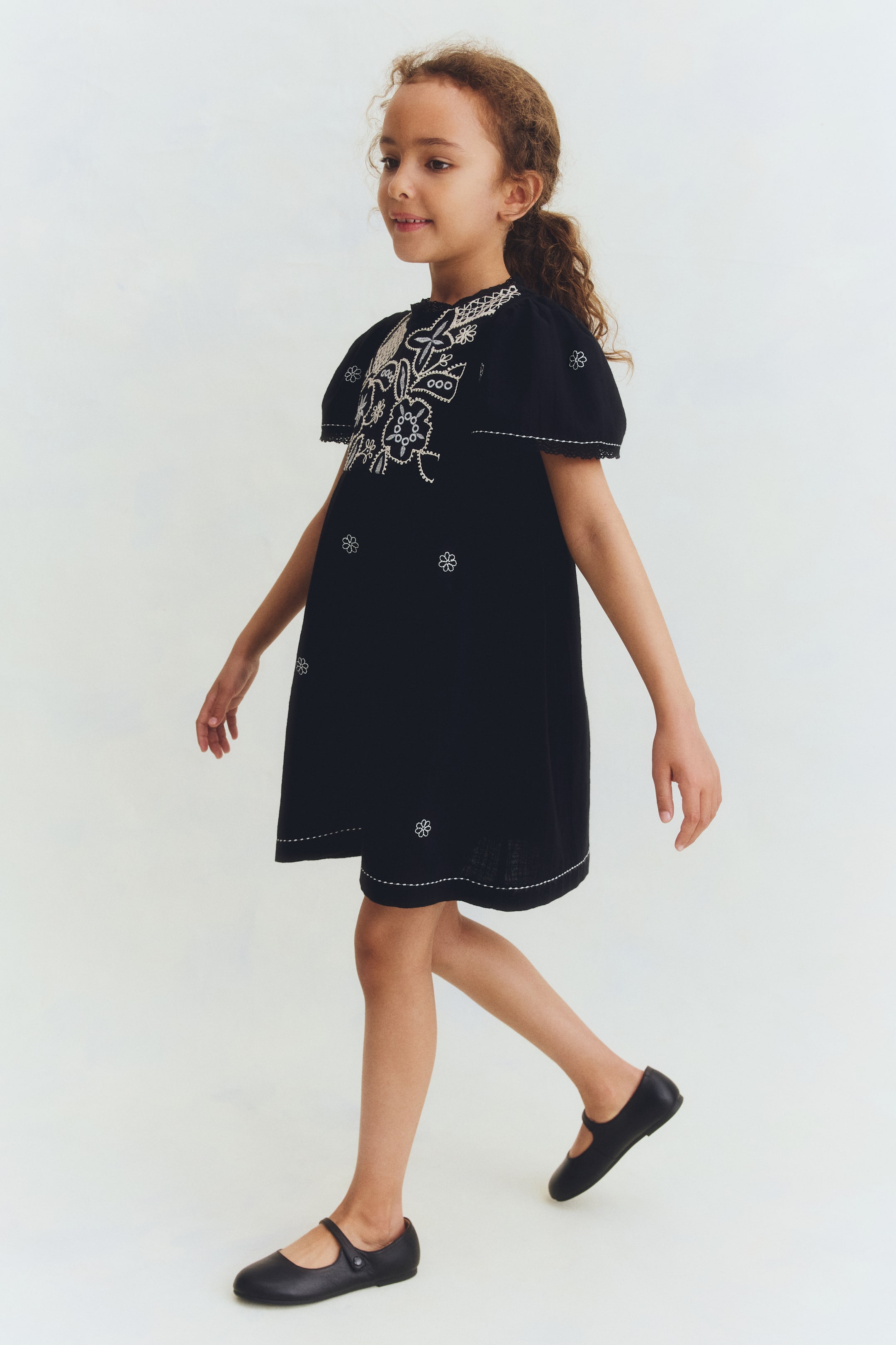 Embroidered-Detail Cotton Dress