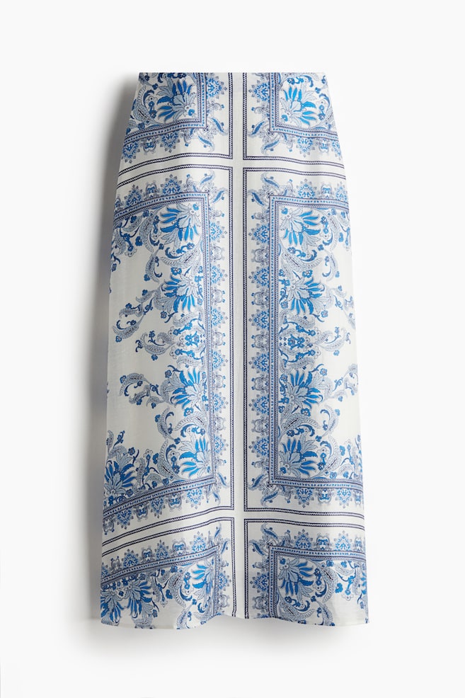 Voluminous maxi skirt - White/Paisley-patterned - 1