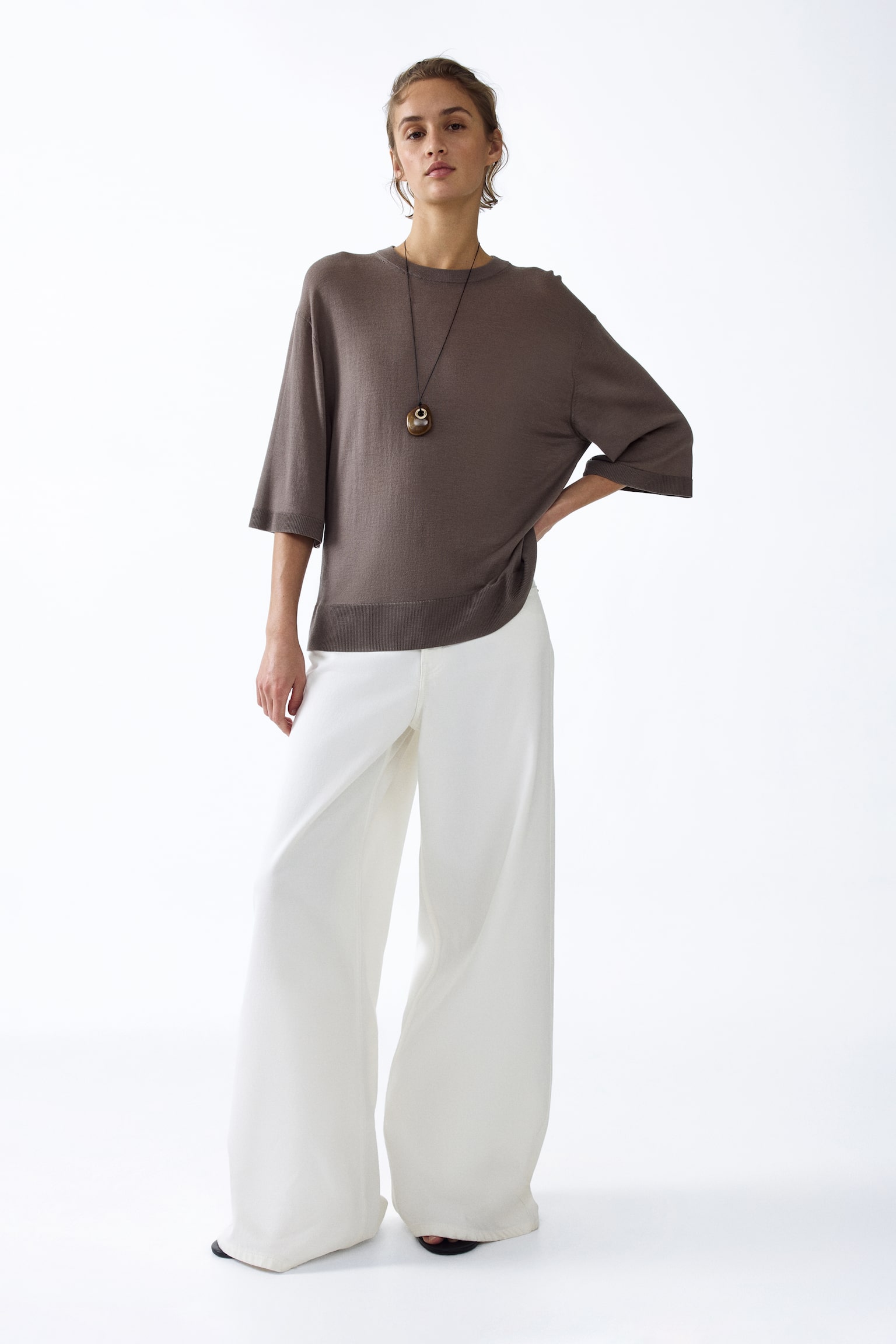 Merino wool T-shirt - Dark mole/Light yellow/Dark brown/Black - 5