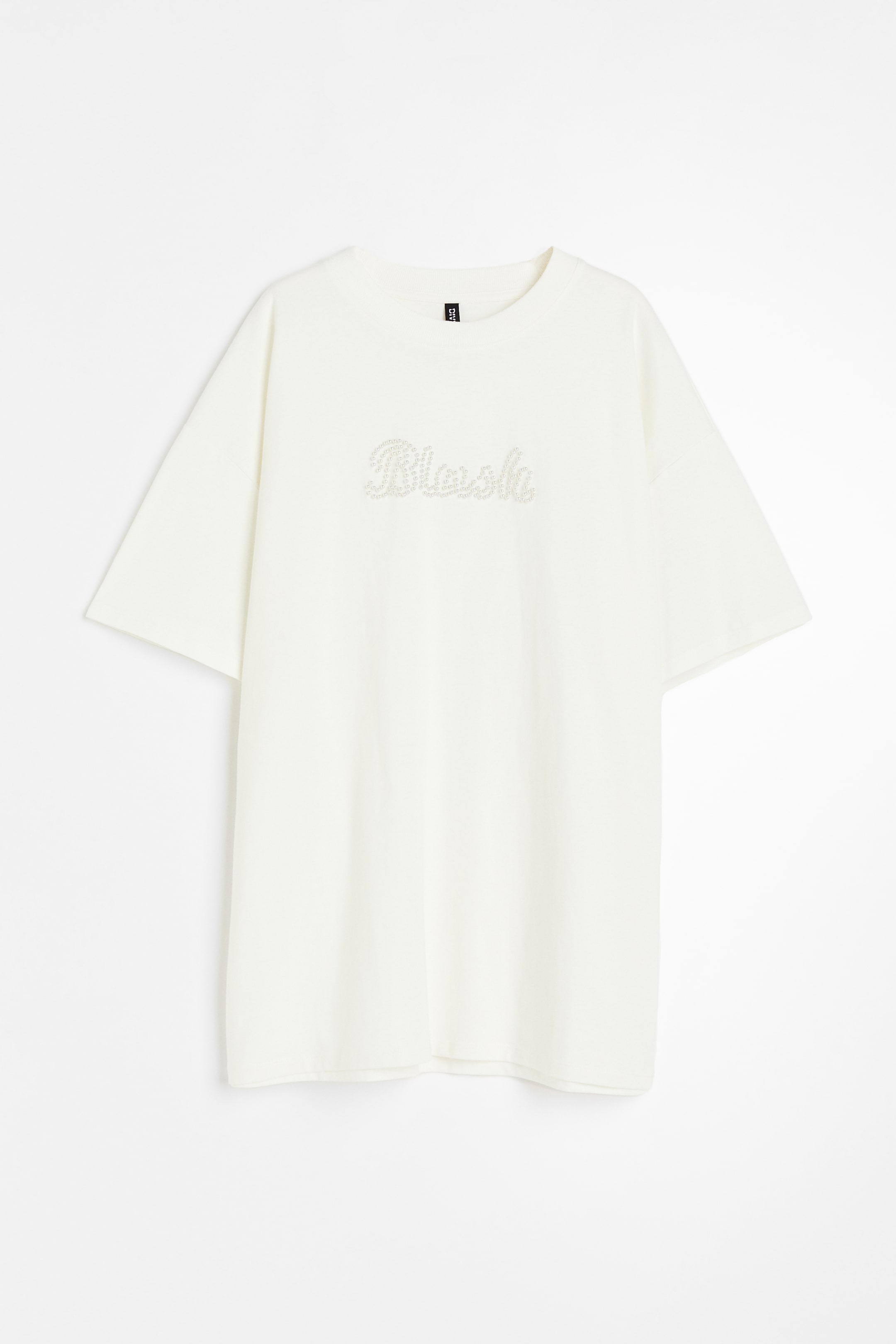 View larger image: Oversized bead-detail T-shirt - Cream/Blush - Ladies | H&M IN 1